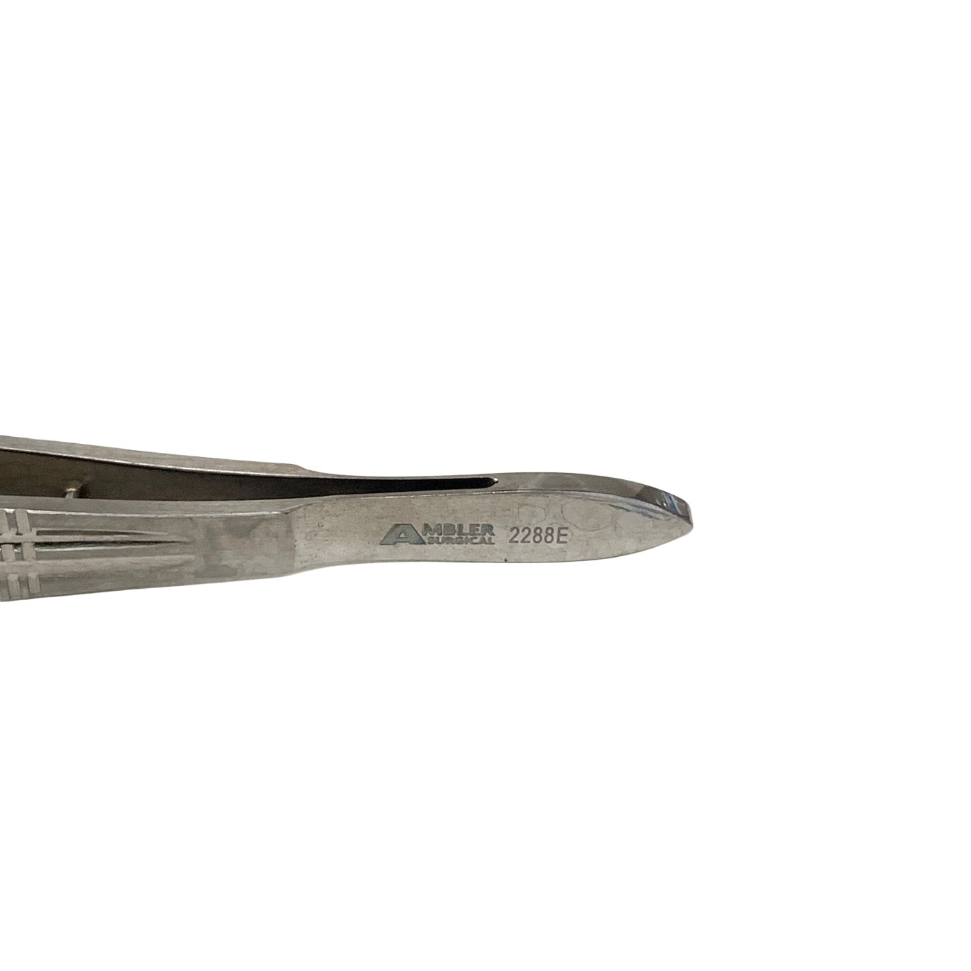 AMBLER REF 2288E MacGregor conjunctival forceps 4 3/8'',straight shafts, 5.5mm tying platform, 1.0mm cross-serrated tips, wide flat handle