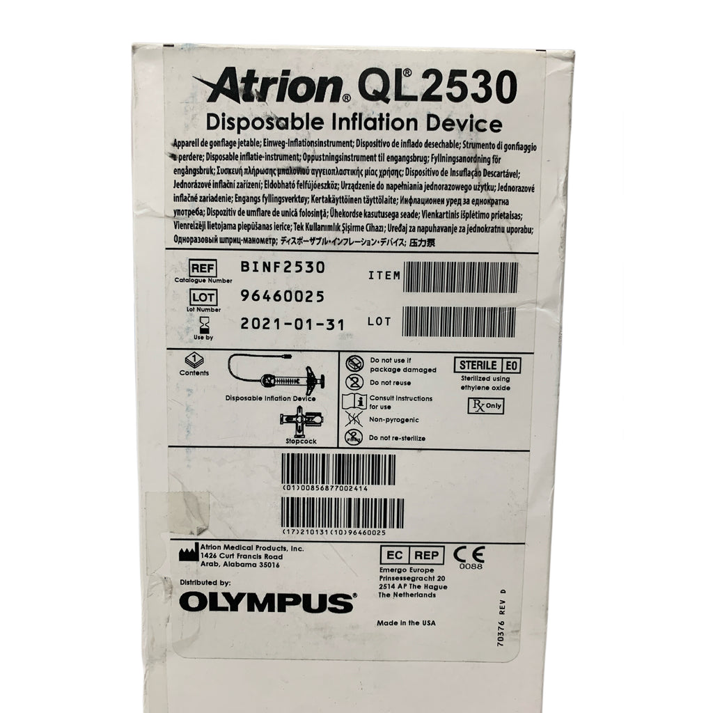 ATRION BINF2530 QL2530 Disposable Inflation Device Exp 2021 01