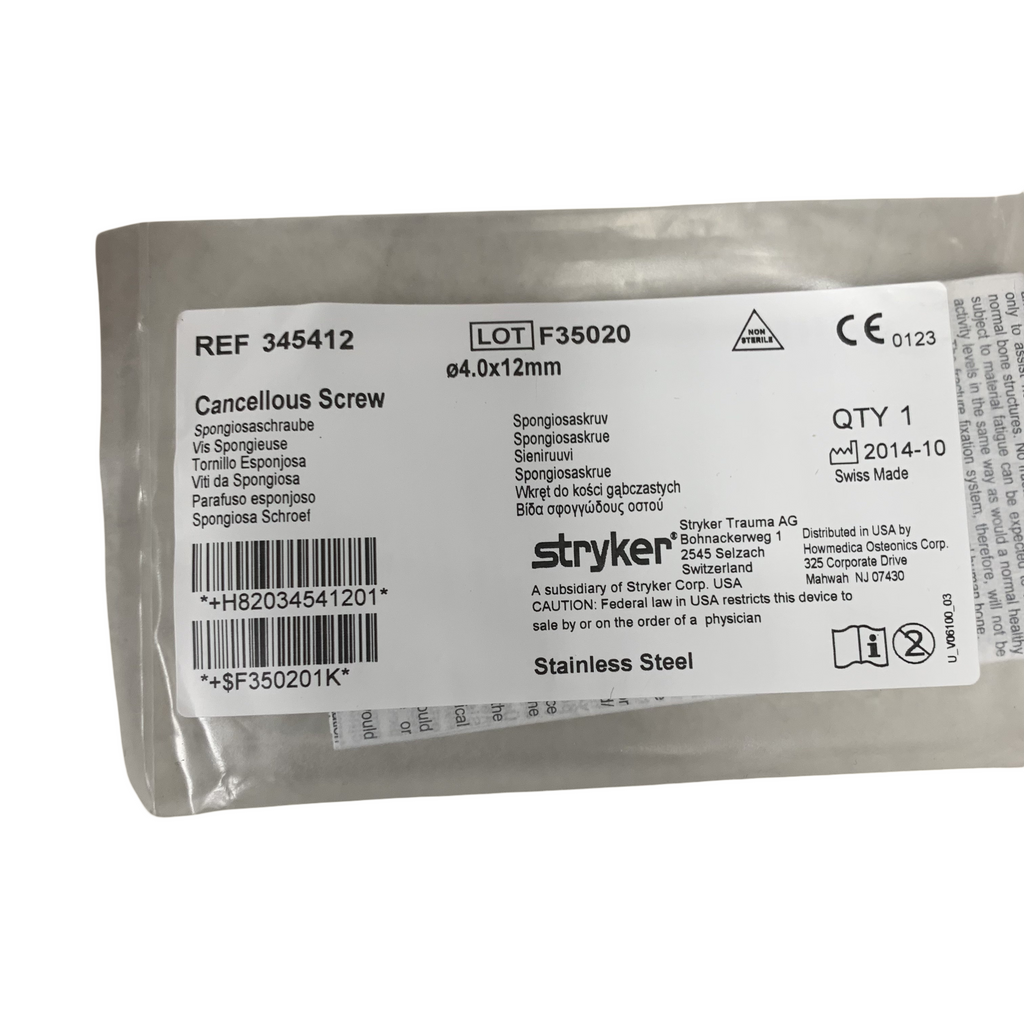 STRYKER 345412 Cancellous Screw  4.0x12mm