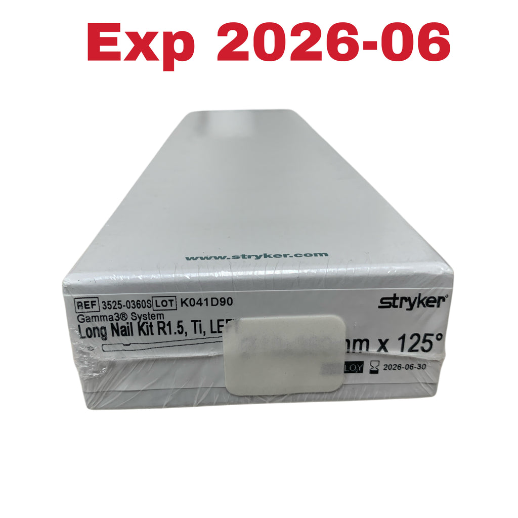 STRYKER 3525-0360S Gamma3 System Long Nail Kit R1.5 Ti LEFT 10x360mm x 125 Exp 2026 06