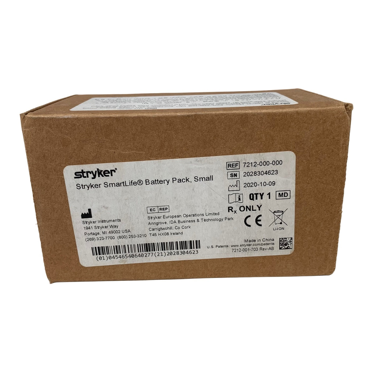 STRYKER 7212-000-000 SmartLife Battery Pack Small LI-ON 9.9V 10.9Wh