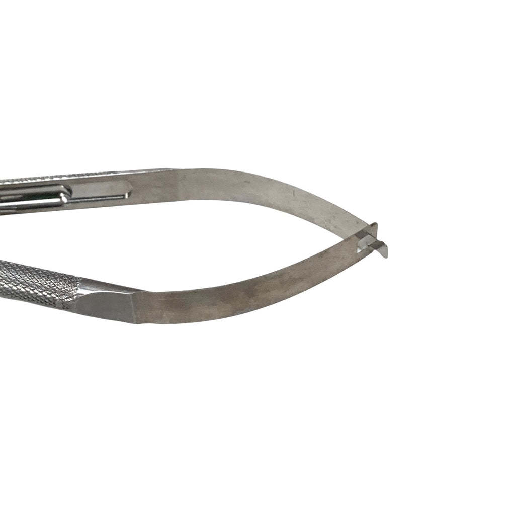 AMBLER REF 4421E Barraquer needle holder 5 1/8'',medium, gently curved, 9.0mm smooth jaws, round handle, with lock