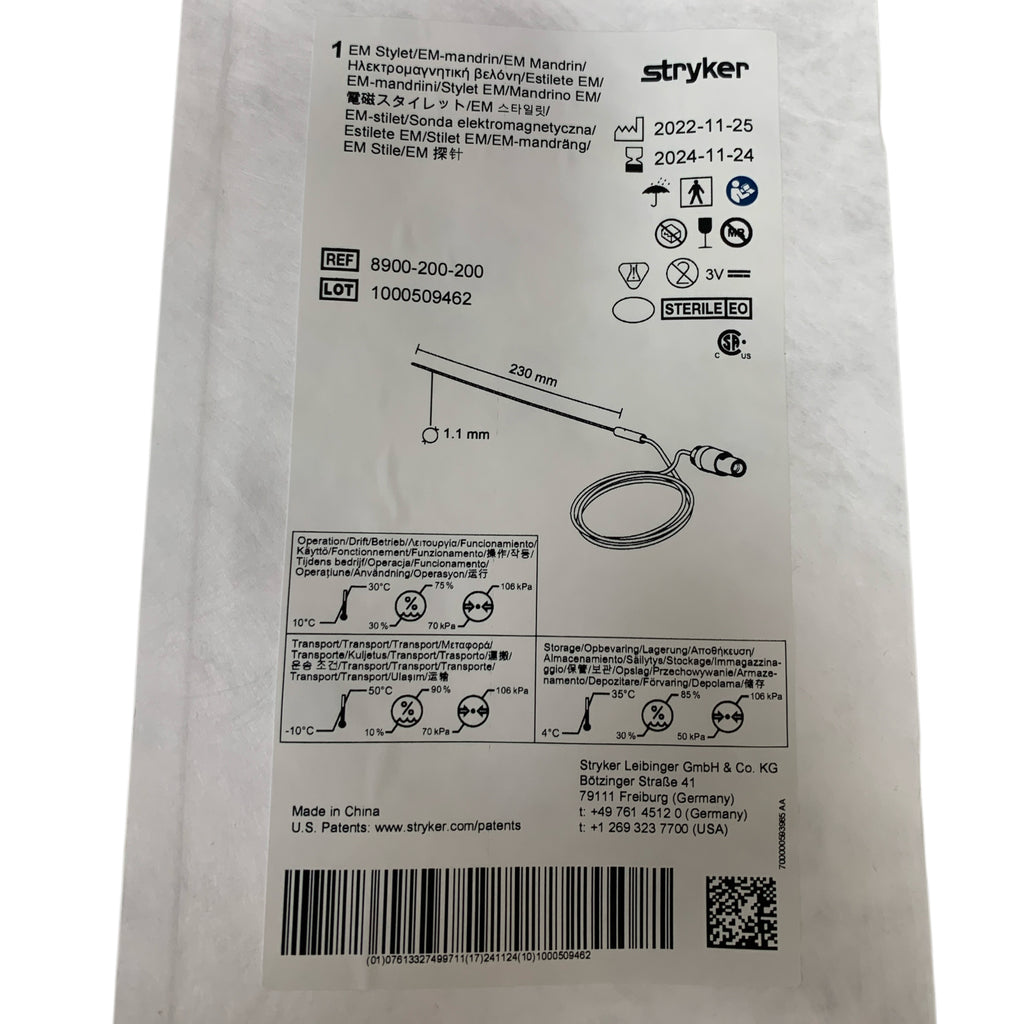 STRYKER REF 8900-200-200 EM Stylet EM-Mandrin 230mm x 1.1mm, Exp.2024/11