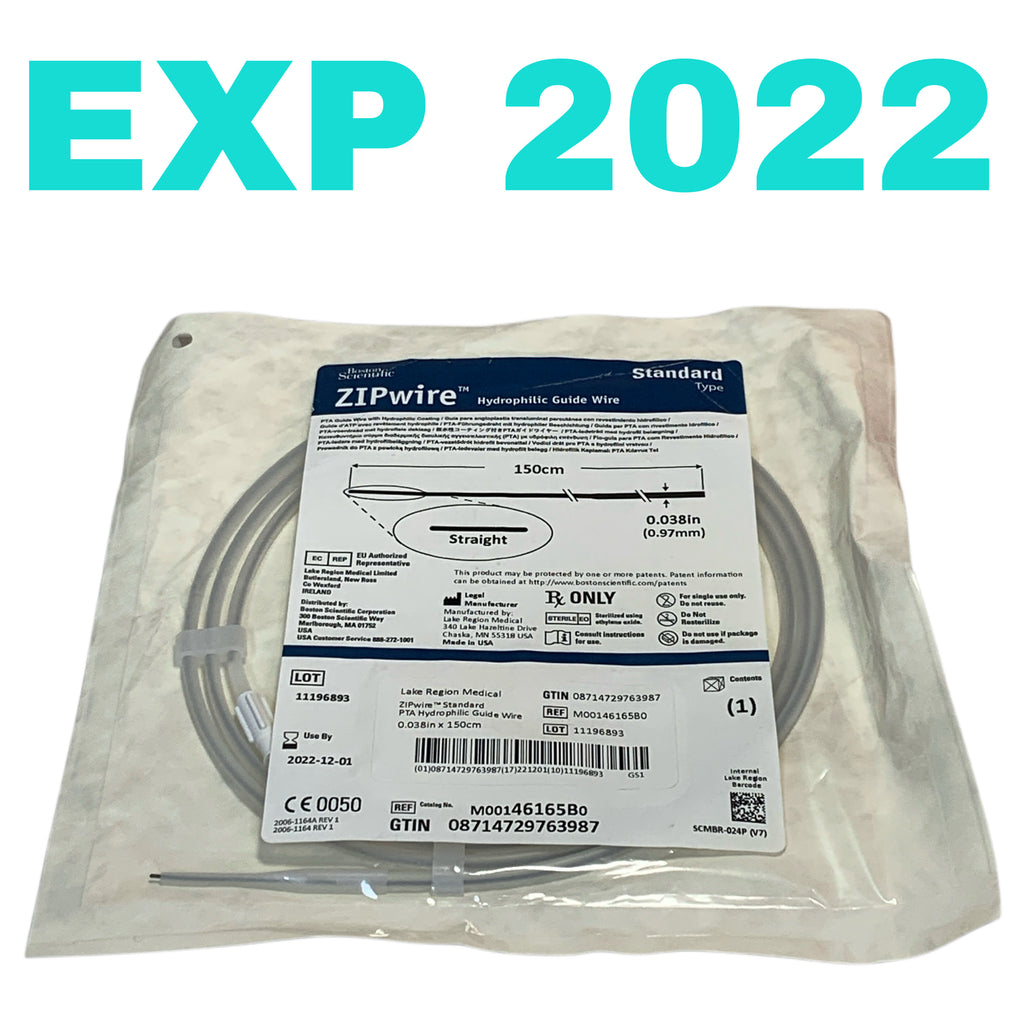 BOSTON SCIENTIFIC REF M00146165B0 ZIPwire Hydrophilic Guide Wire Standard Type Straight 0.038in x 150cm, Exp.2022/12