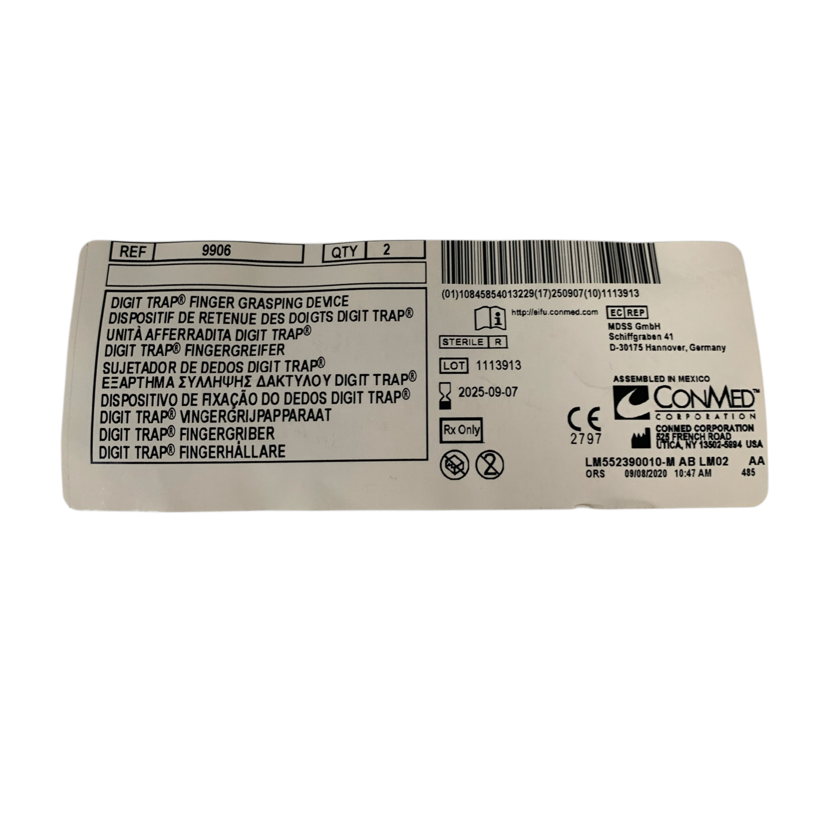 CONMED REF 9906 Digit Trap Finger Grasping Device (2/PACK), Exp.2025/09