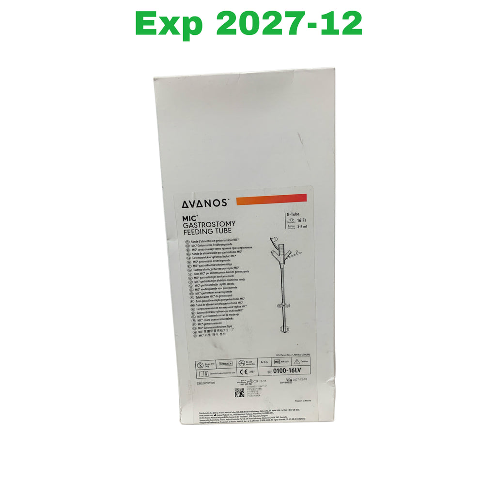 AVANOS REF 0100-16LV MIC Gastrostomy Feeding Tube G-Tube 16 Fr 3-5 ml, Exp.2027/12
