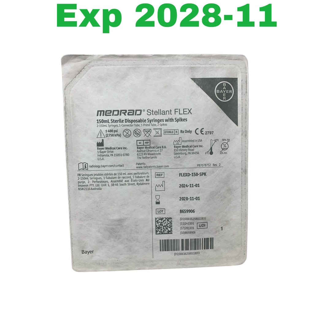 BAYER FLEXD-150-SPK Medrad Stellant FLEX 150mL Sterile Disposable Syringes with Spikes Exp 202811