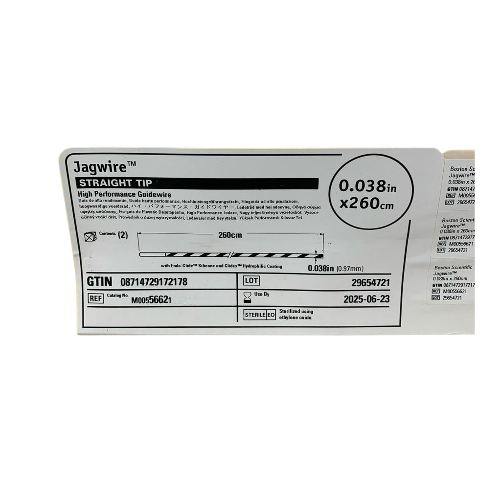 BOSTON SCIENTIFIC REF M00556621 Jagwire Straight Tip High Performance Guidewire 0.038in x 260cm, Exp.2025/06
