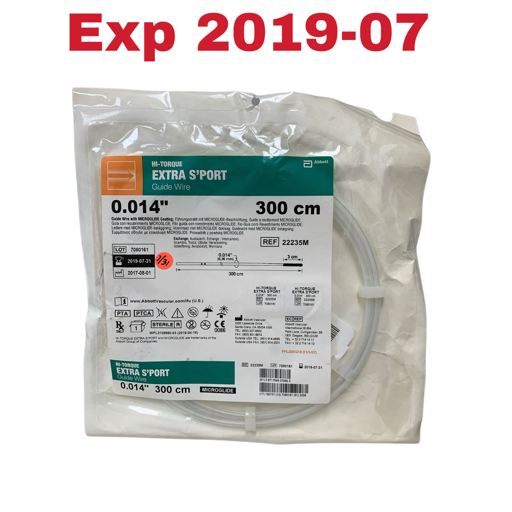 ABBOTT 22235M Hi-Torque Extra S'Port Guide Wire 0.014 in 300cm 3cm Tip Exp 2019 07