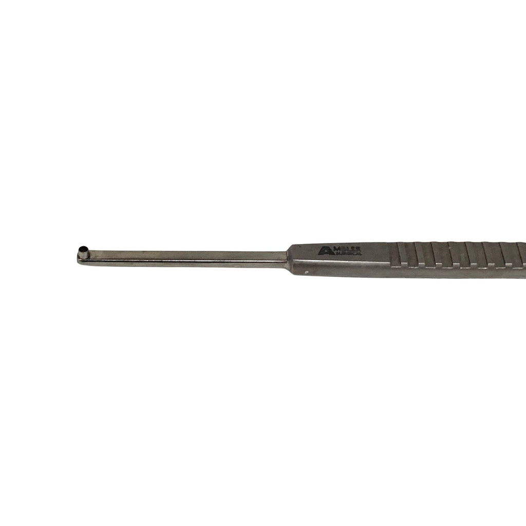 AMBLER REF 5436E O'Connor scleral depressor/marker 5 3/8'', double-ended, 3.0mm wide teardrop-shaped end and 1.5mm Gass marking end, flat handle