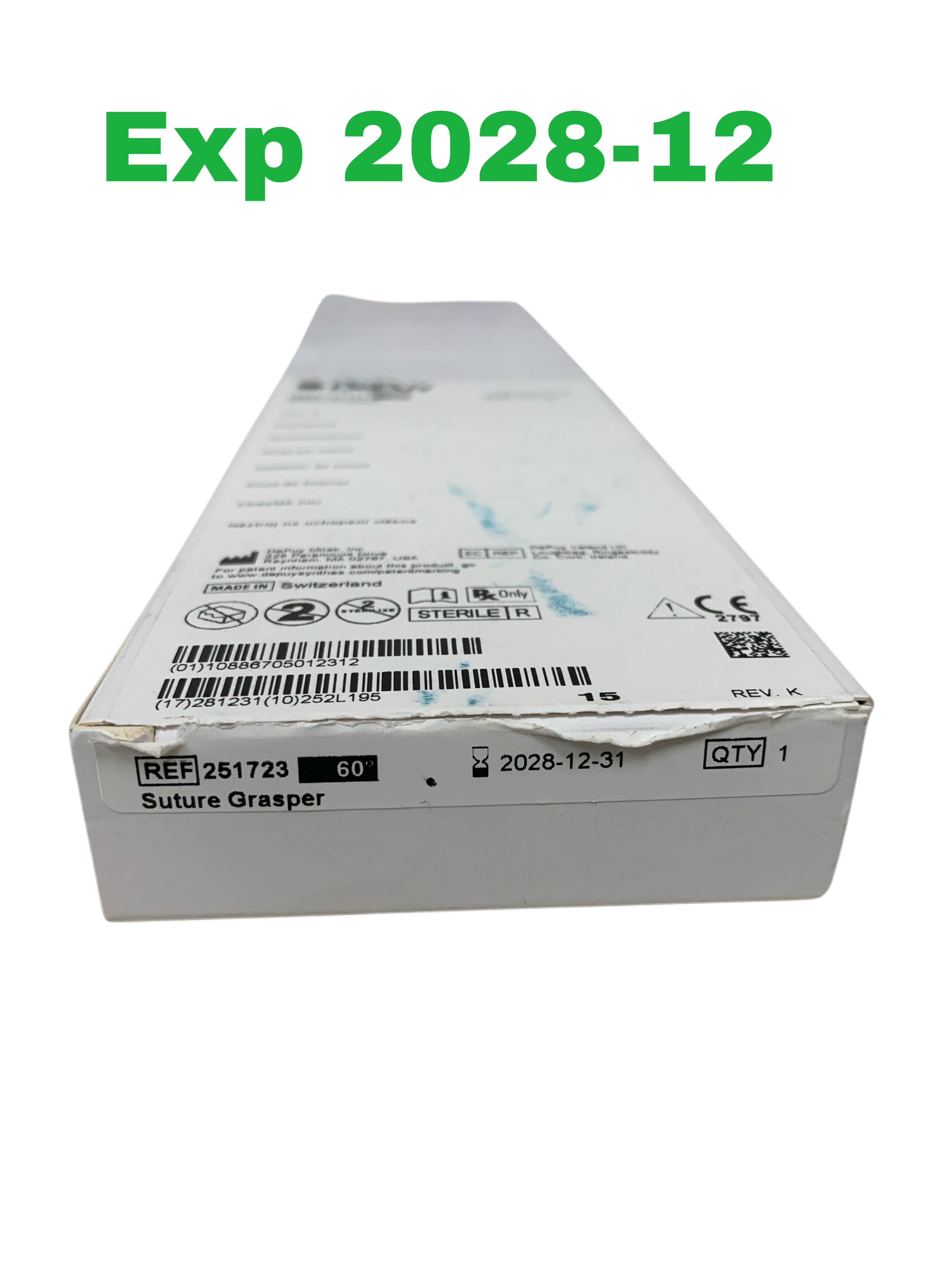 DEPUY MITEK REF 251723 Suture Grasper 60 Degree Angled Exp 2028 12