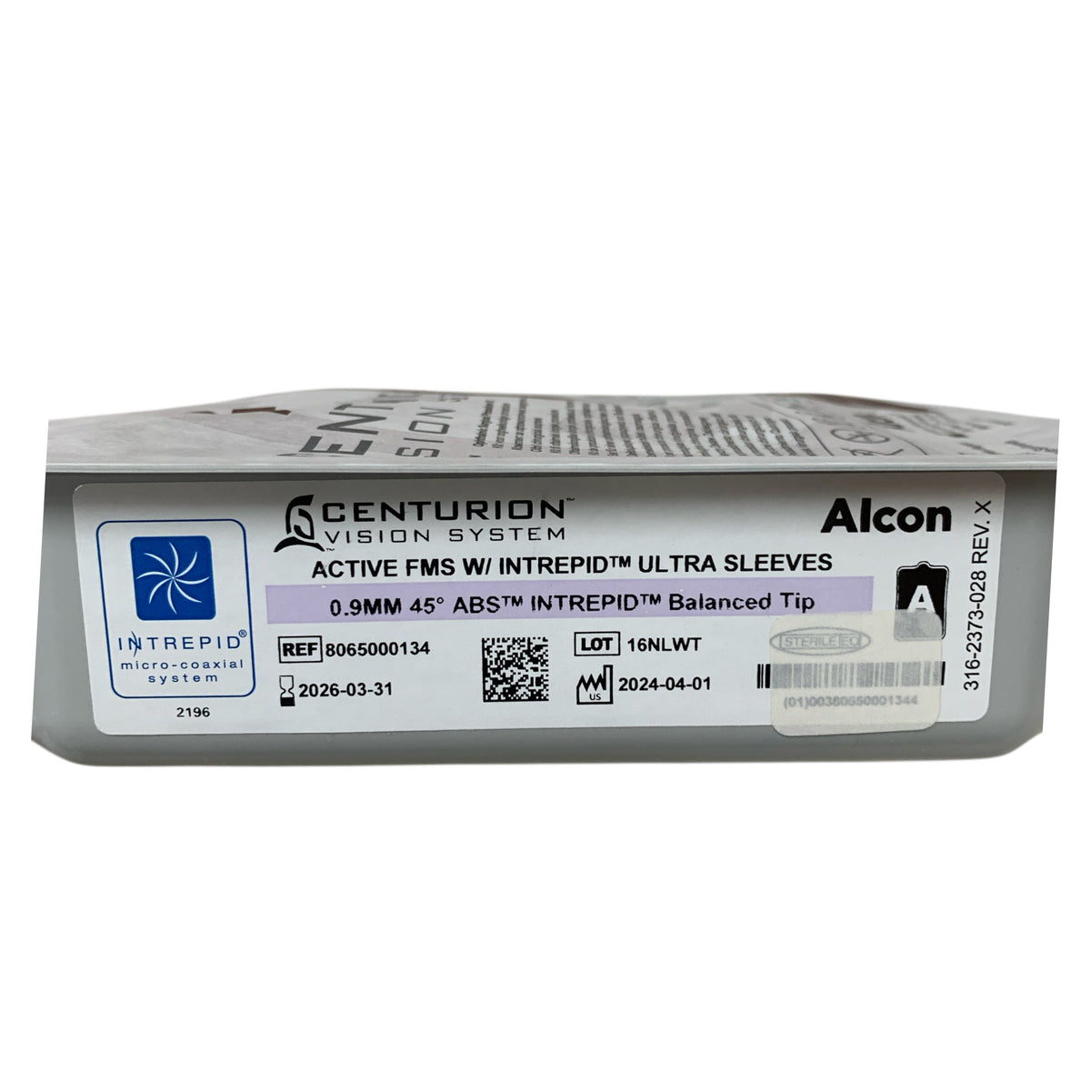 ALCON 8065000134 Centurion Vision System Active FMS with Intrepid Ultra Sleeves 0.9 mm 45 Degree ABS Intrepid Balanced Tip Exp 2026 03