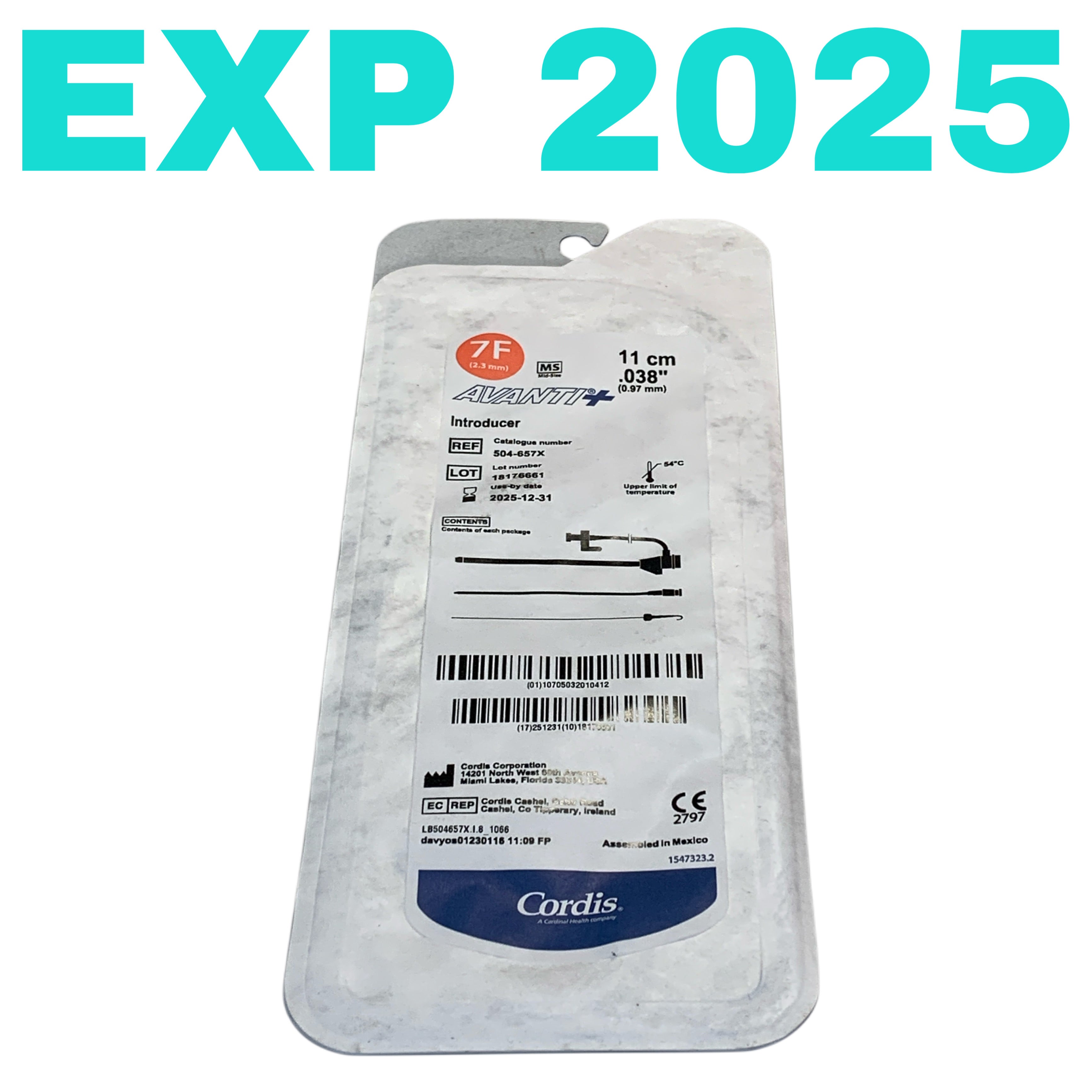 CORDIS REF 504-657X Avanti+ 7F 11cm .038" Mid-Size Introducer, Exp.2025/12