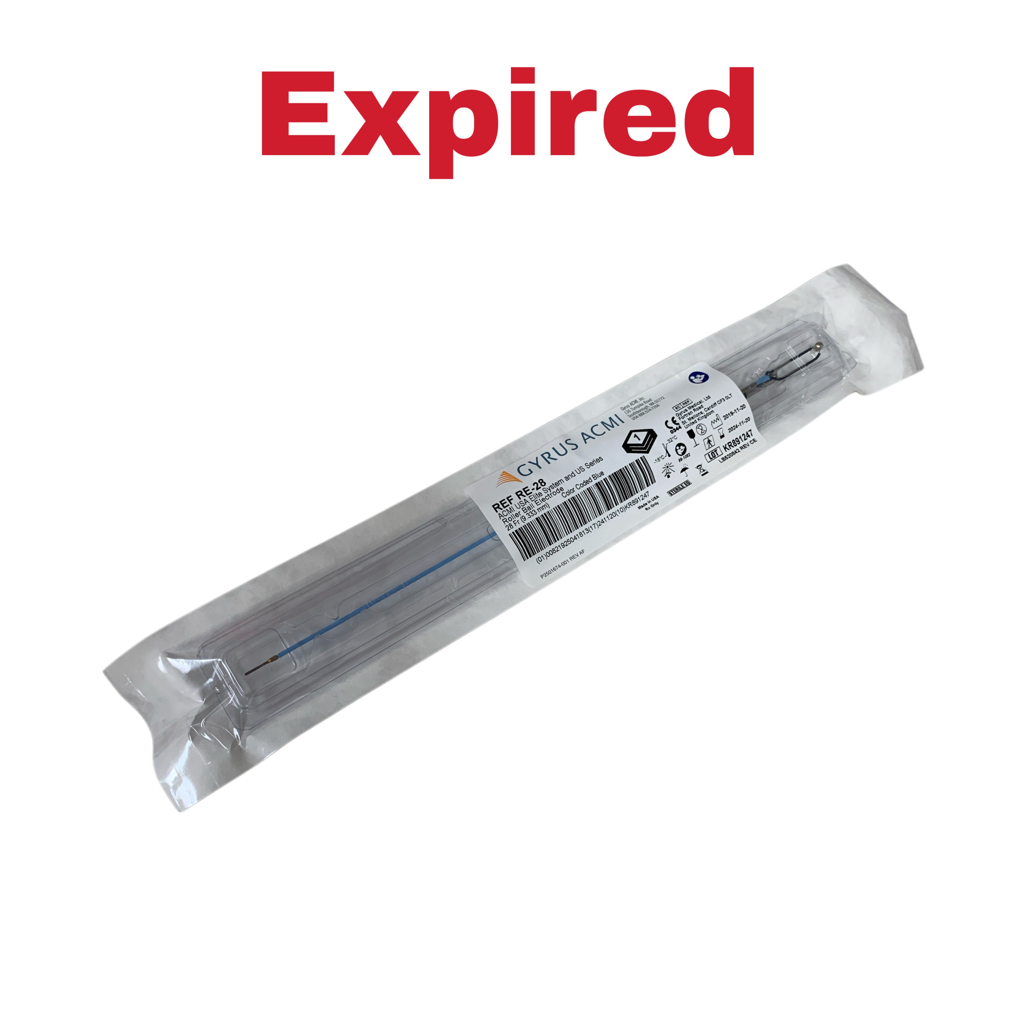 GYRUS ACMI REF RE-28 USA Elite System and US Series Roller Ball Electrode 28 Fr Color Coded Blue Exp 2024 11