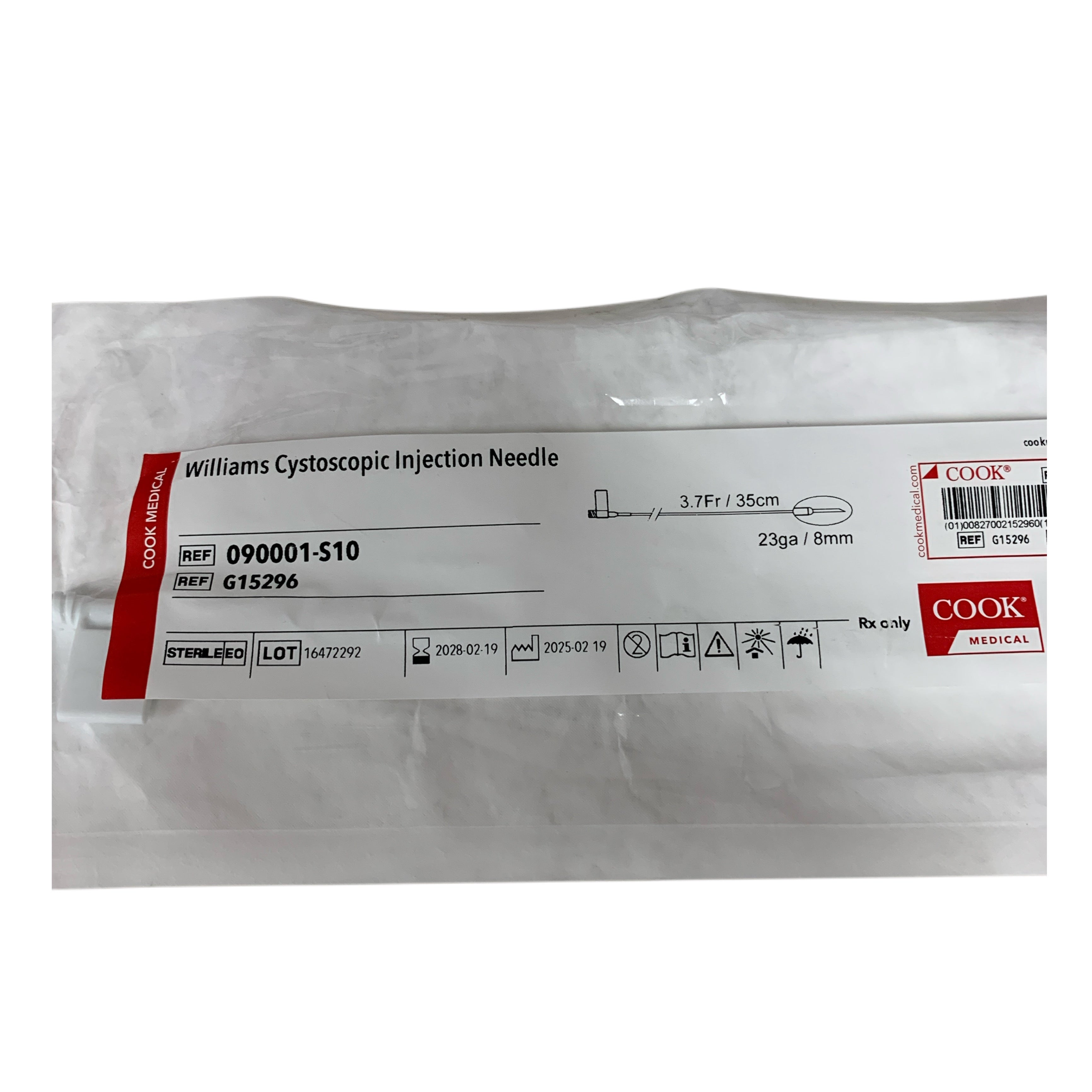 COOK MEDICAL REF G15296 / 090001-S10 Williams Cystoscopic Injection Needle 3.7Fr 35cm 23ga 8mm, Exp.2028-02