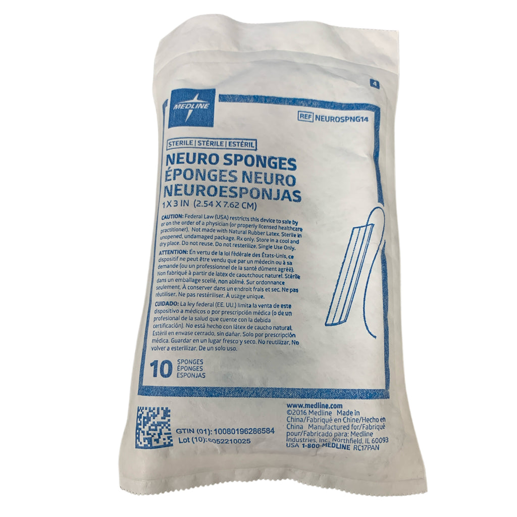 MEDLINE NEUROSPNG14 Sterile Neuro Sponges Pack of 10 Exp 2027 01