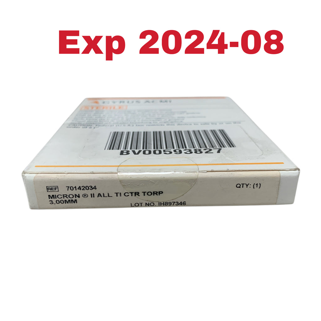 GYRUS ACMI 70142034 Micron II All Titanium Centered TORP 3.00mm Tilt Top Head Exp 2024 08