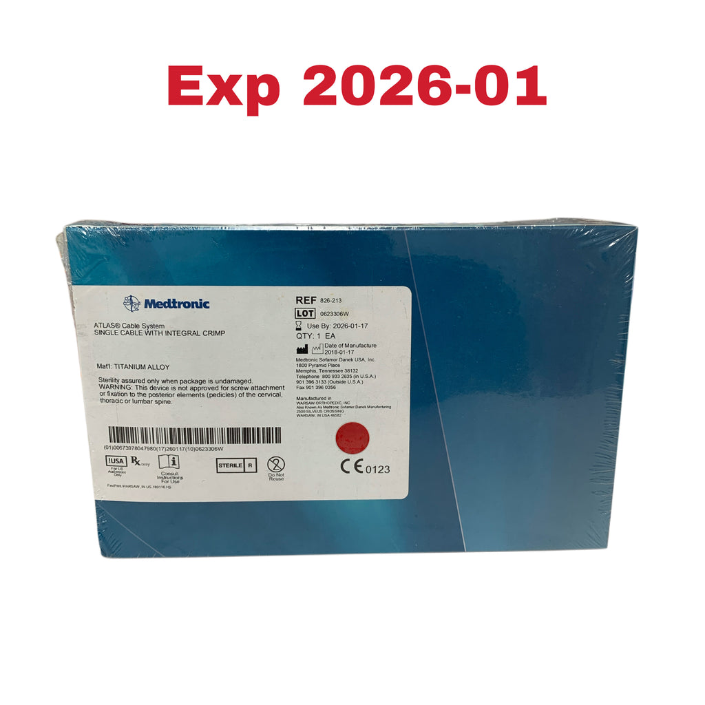 MEDTRONIC REF 826-213 ATLAS Cable System Single Cable with Integral Crimp Titanium Alloy, Exp.2026/01