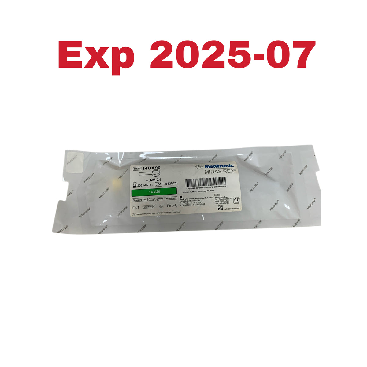 MEDTRONIC MIDAS REX 14BA90 Legend Dissecting Tool Attachment 14-AM AM-31 Exp 2025 07