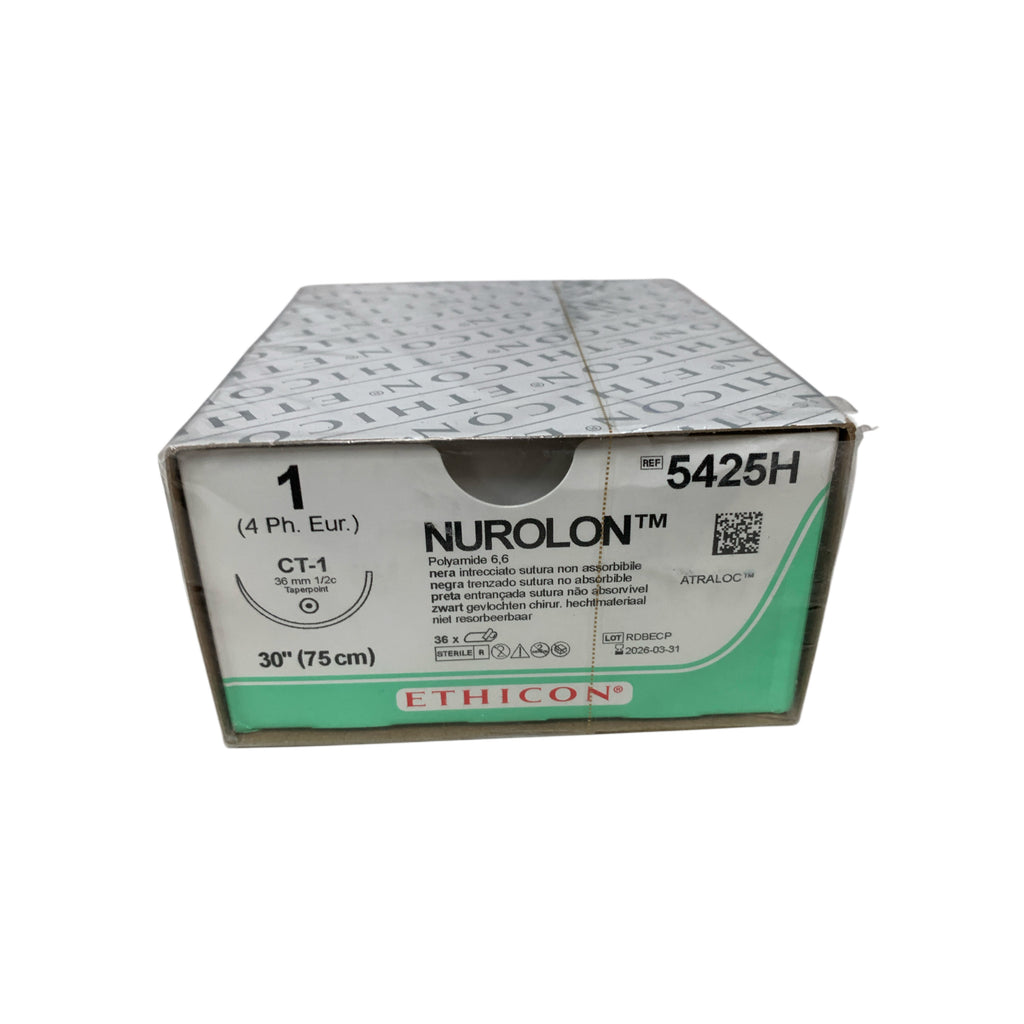 ETHICON RFE 5425H Nurolon Black Braided Polyamide Nylon Suture 1 CT-1 30" (75 cm) Exp.2026/03