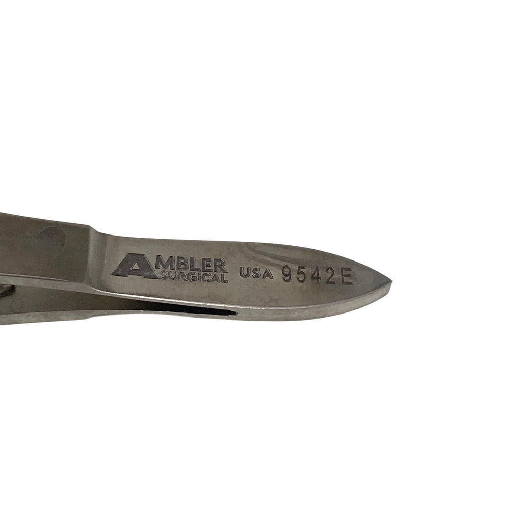 AMBLER REF 9542E Stern-Castroviejo fixation forceps 4 3/8'',0.5mm 1x2 teeth, with lock, flat 3-hole handle