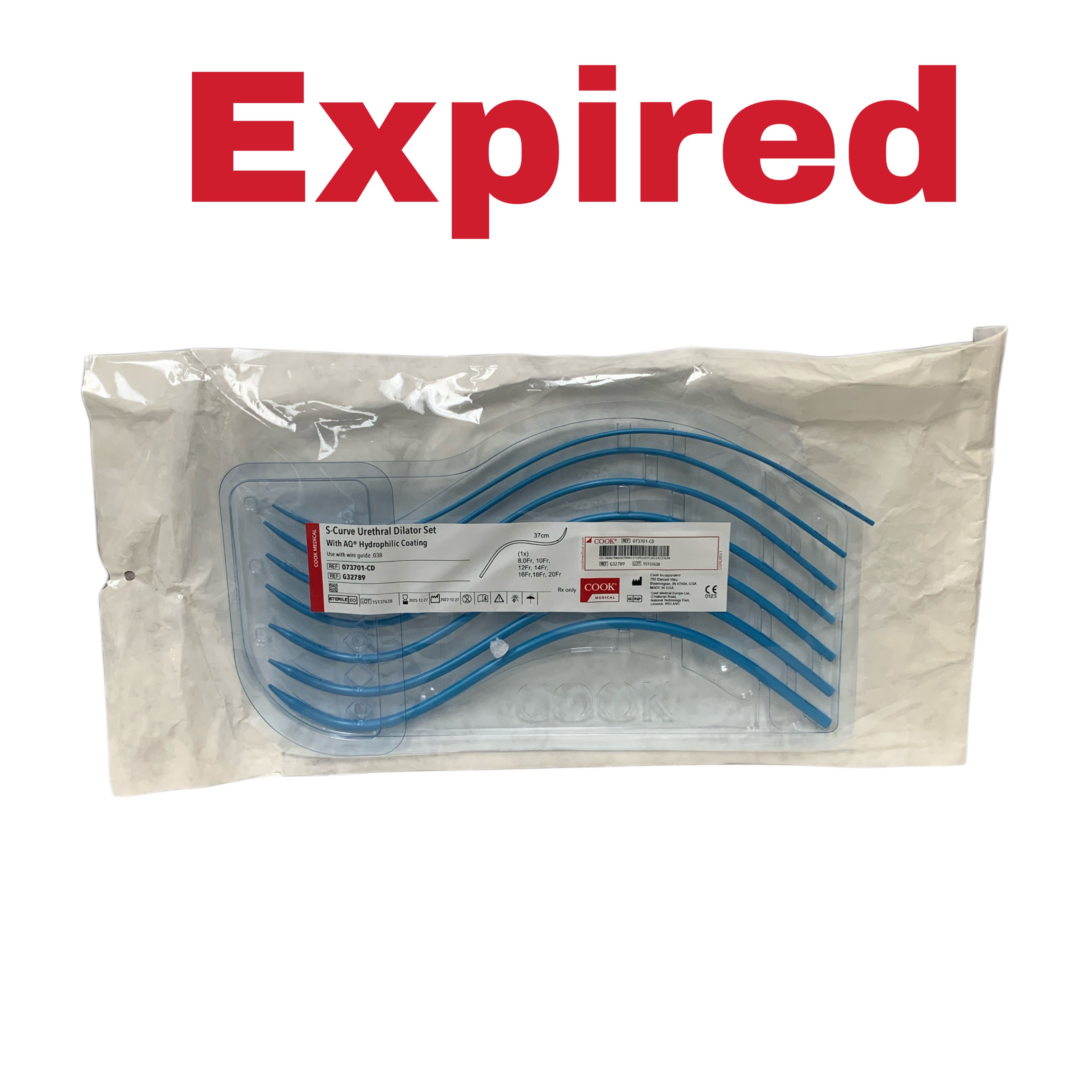 COOK MEDICAL REF 073701-CD / G32789 S-Curve Urethral Dilator Set With AQ Hydrophilic Coating 37cm, Exp.2025/12