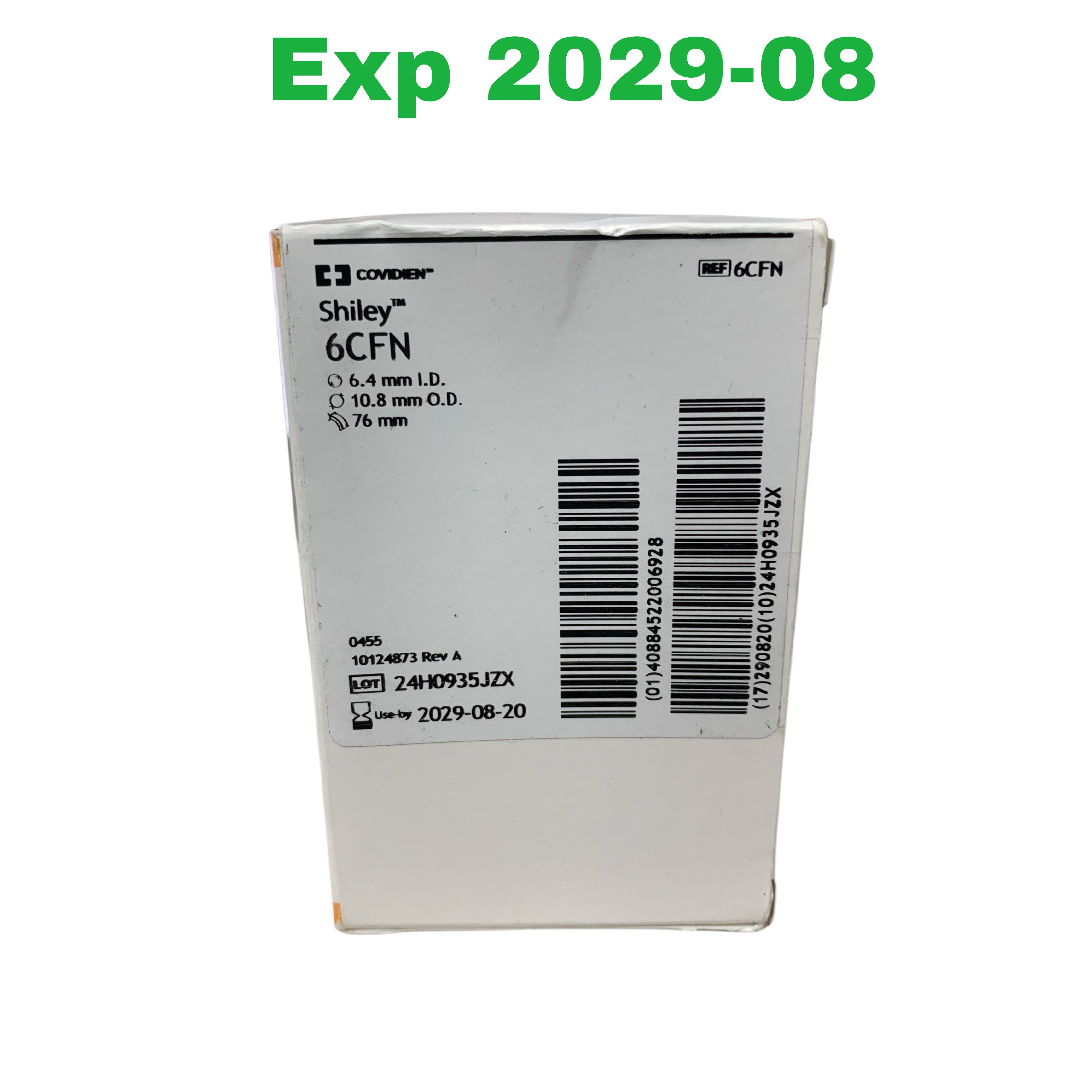 COVIDIEN REF 6CFN Shiley Tracheostomy Tube Cuffless with Inner Cannula Fenestrated 6.4 mm I.D., Exp.2029/08
