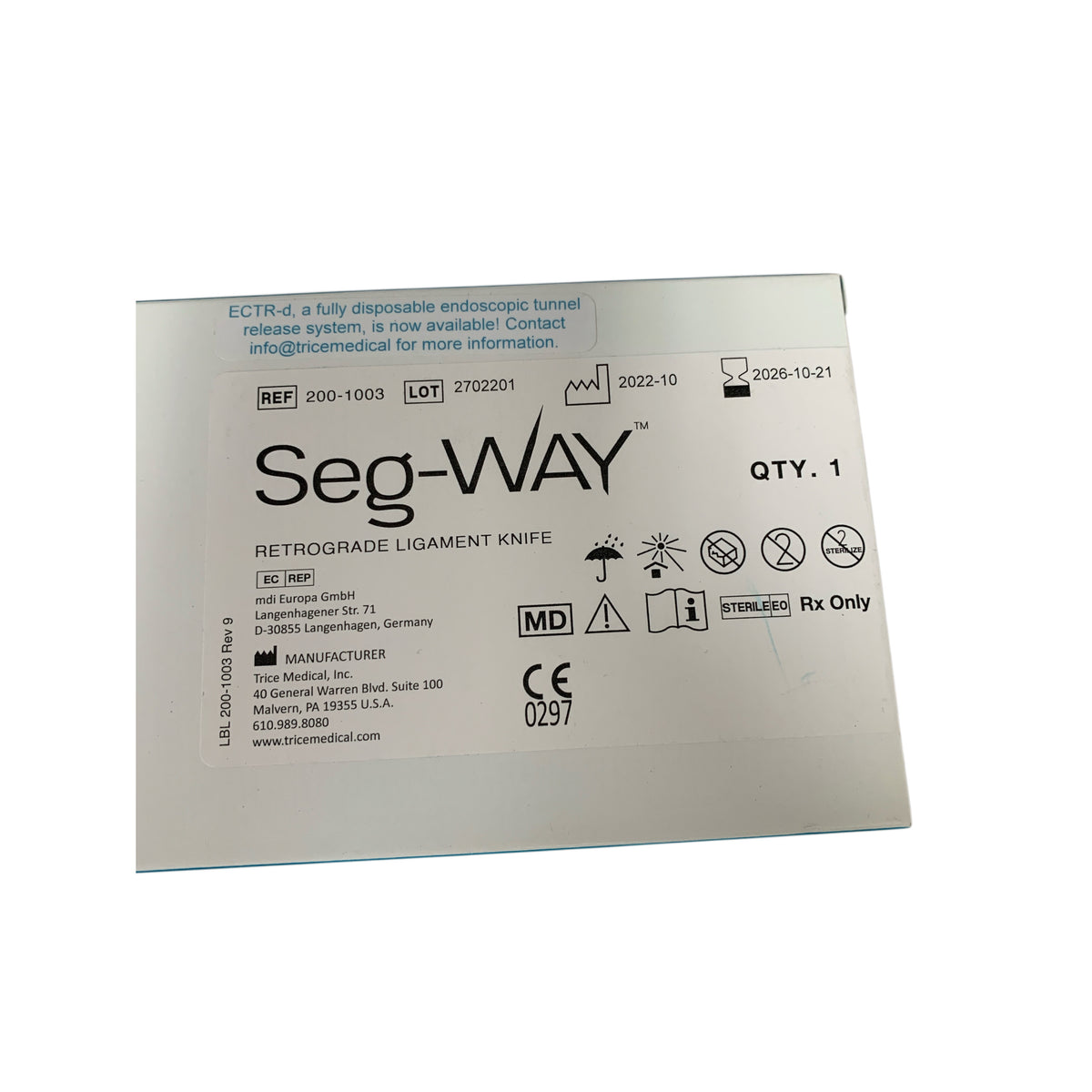 TRICE MEDICAL 200-1003 Seg-WAY Synchronized Endoscopic Guide System Retrograde Ligament Knife Exp 2026 10
