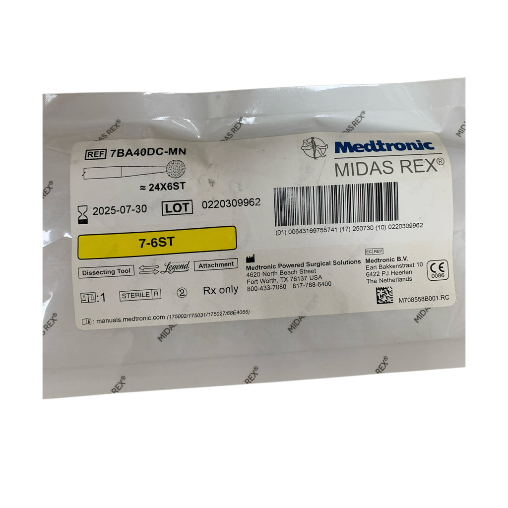 MEDTRONIC MIDAS REX 7BA40DC-MN Legend Dissecting Tool Attachment 7-6ST 24X6ST Exp 2025 07