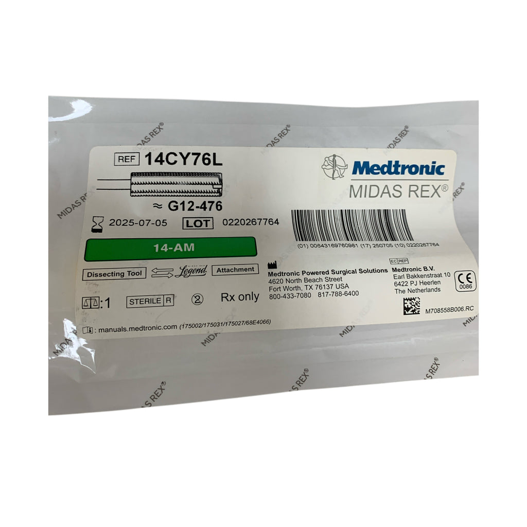 MEDTRONIC Midas Rex 14CY76L Legend Dissecting Tool Attachment G12-476 14-AM Exp 2025 07