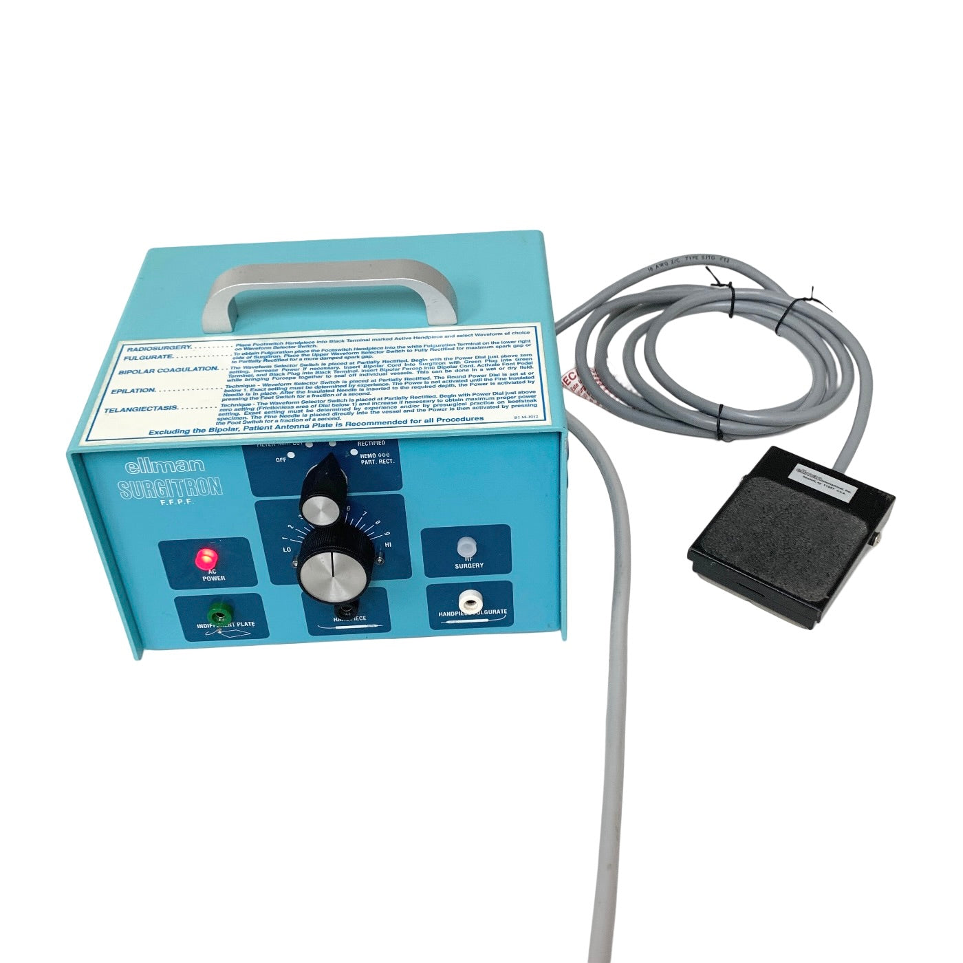 ELLMAN Surgitron FFPF EMC 3.8MHz Radiosurgery Electrosurgical Unit Generator with Foot Pedal Electrosurgical Unit