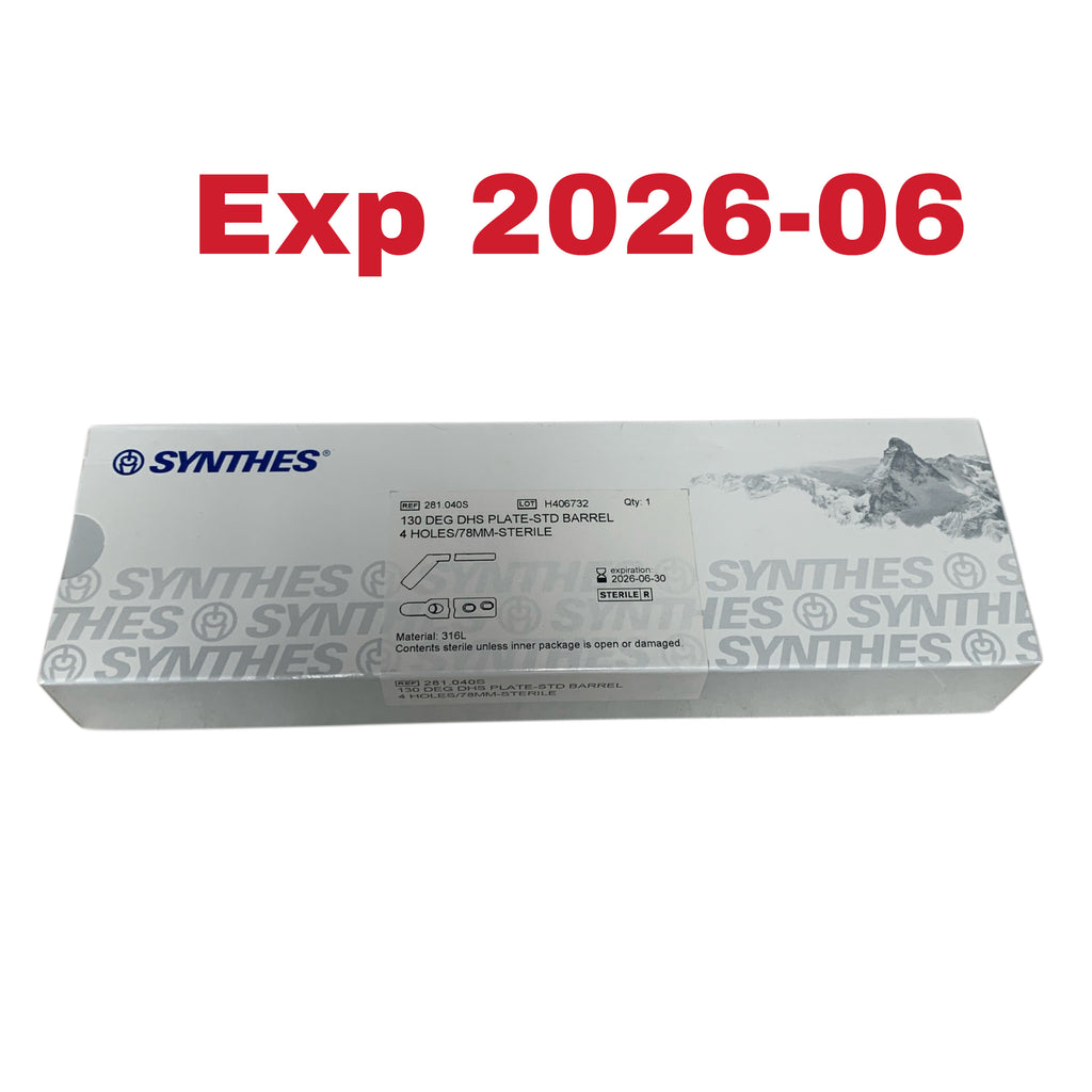 SYNTHES 281.040S 130 DEG DHS Plate STD Barrel 4 Holes 78mm Sterile Exp 2026 06
