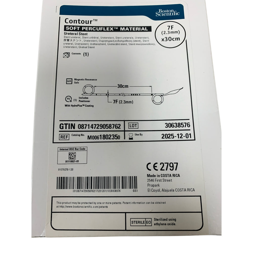 Boston Scientific M0061802350 Contour Soft Percuflex Ureteral Stent 7F x 30cm Exp 2025 12