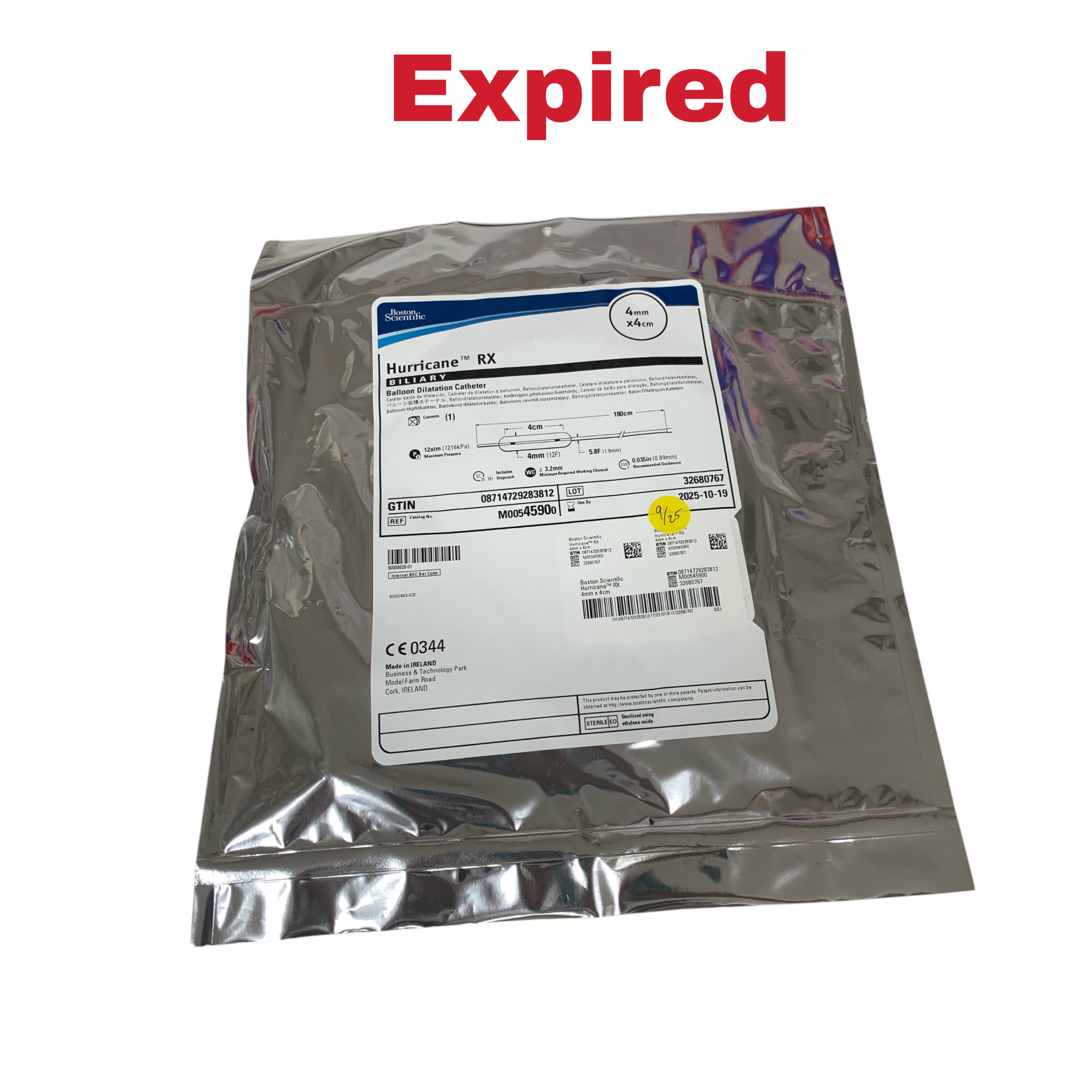 BOSTON SCIENTIFIC REF M00545900 Hurricane RX Biliary Balloon Dilatation Catheter 4mm x 4cm, Exp.2025/10