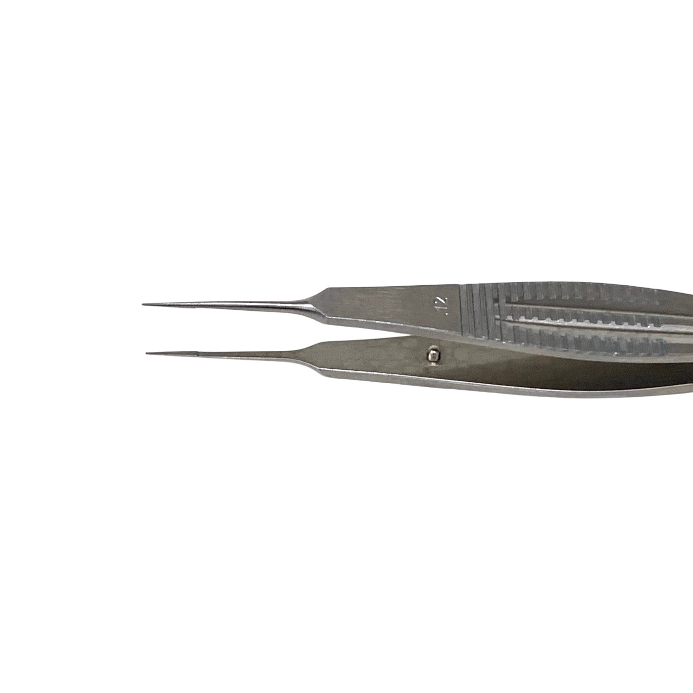 AMBLER REF 2252E Castroviejo suturing forceps 4 3/8'',straight shafts, 0.12mm 1x2 teeth, 5.5mm tying platforms, wide serrated flat handle