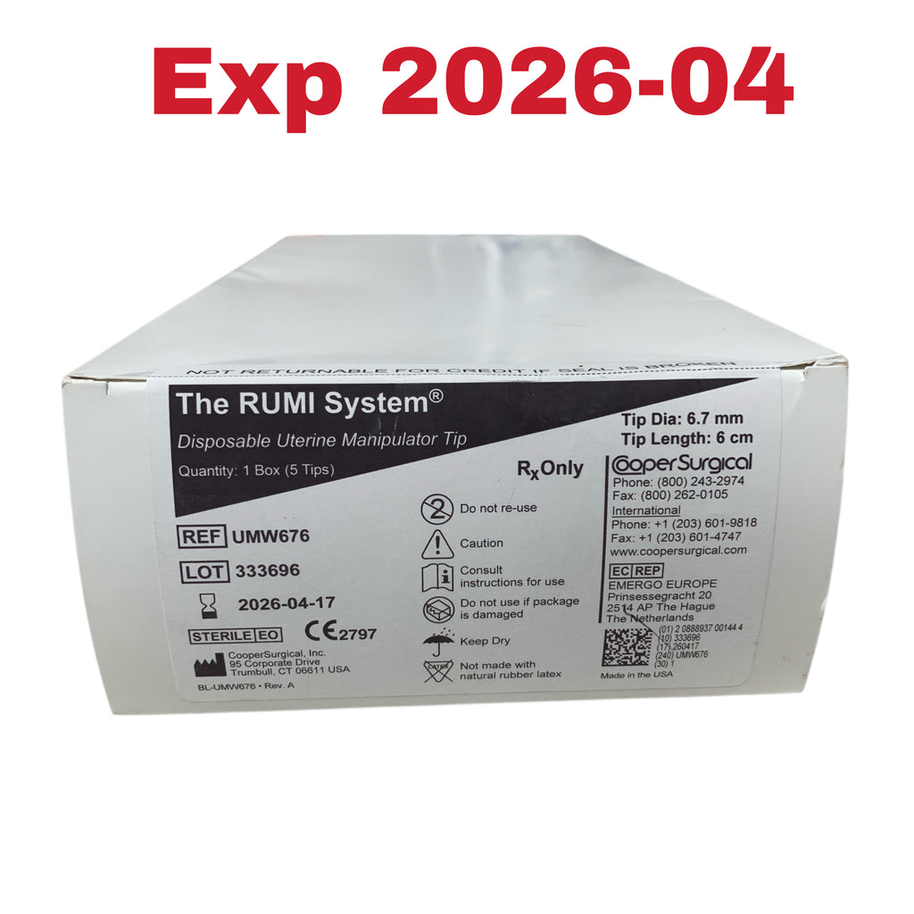COOPER SURGICAL REF UMW676 The RUMI System Disposable Uterine Manipulator Tip 6.7mm x 6cm (5 TIPS/ BOX), Exp.2026/04