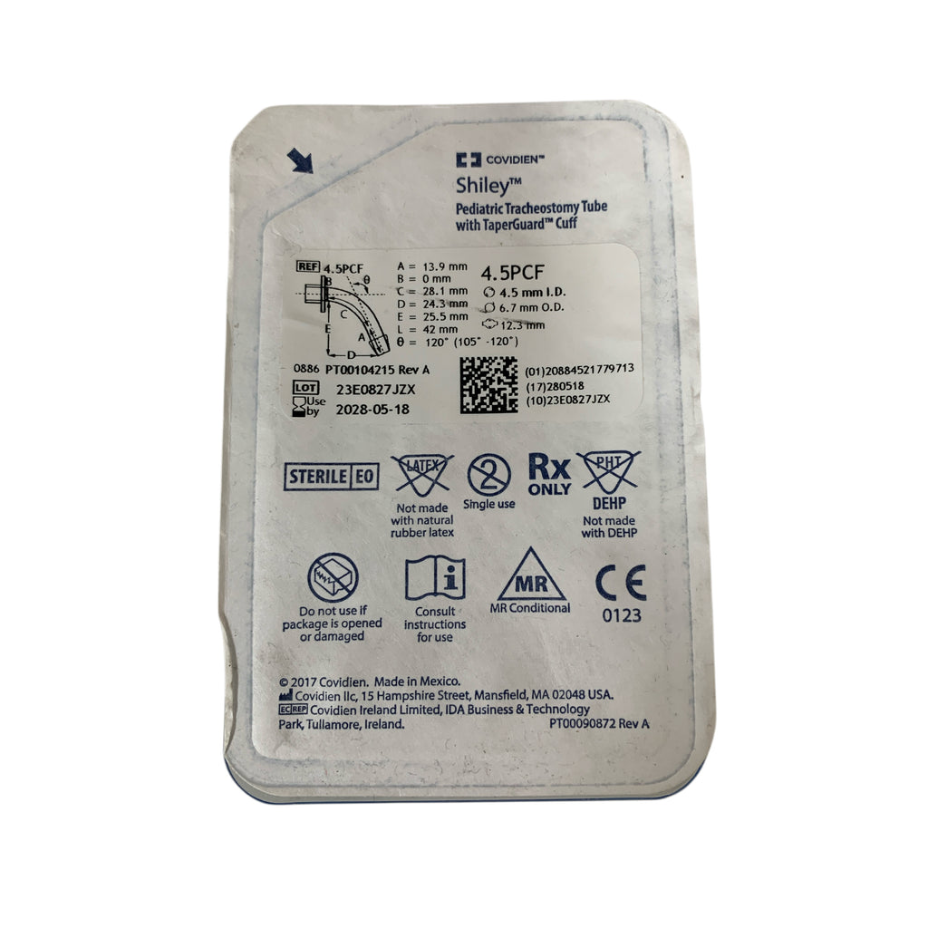 COVIDIEN REF 4.5PCF Shiley Pediatric Tracheostomy Tube with TaperGuard Cuff, Exp.2028/05