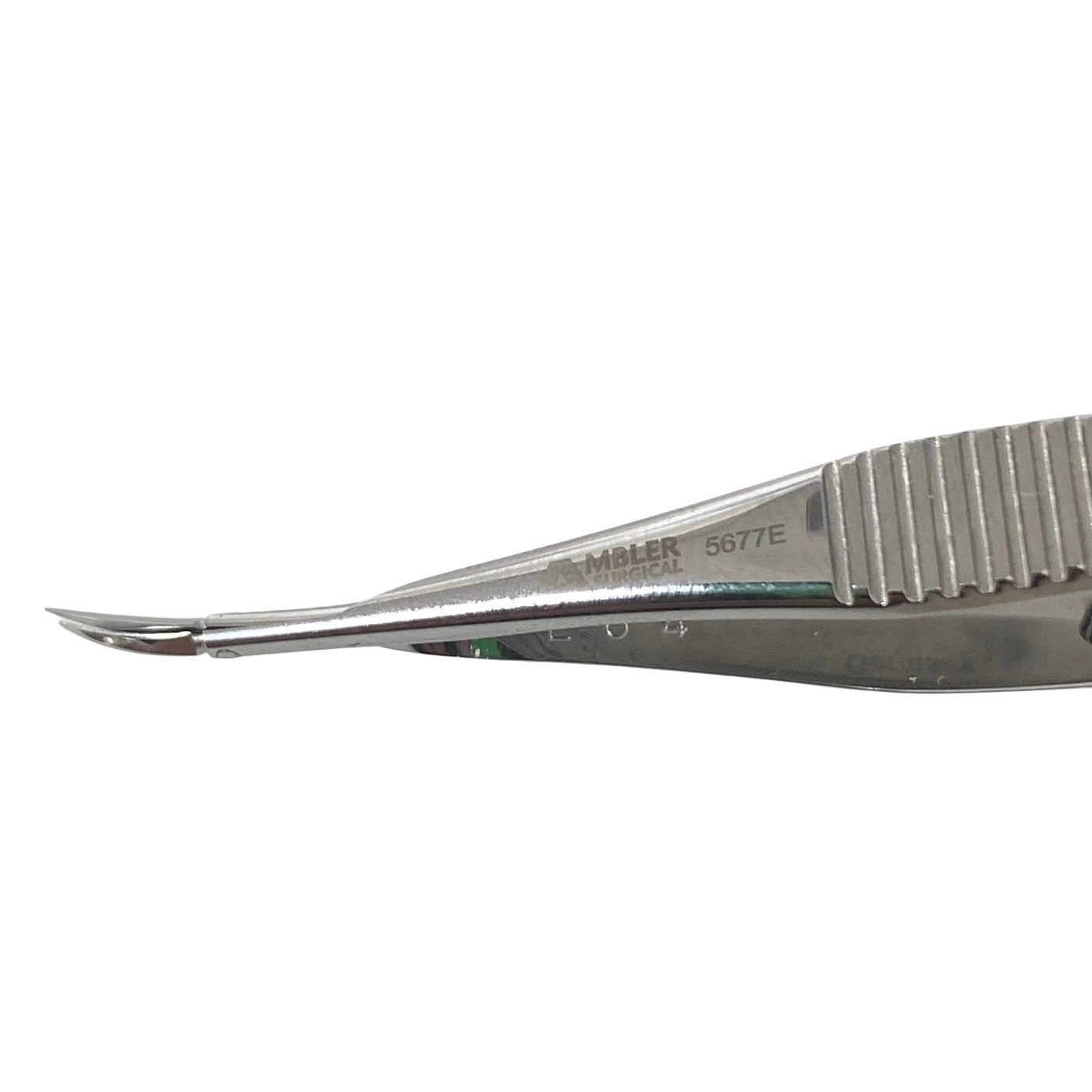 AMBLER REF 5677E Vannas capsulotomy scissors 3 3/8'',curved 6.0mm blades, sharp tips, flat handle