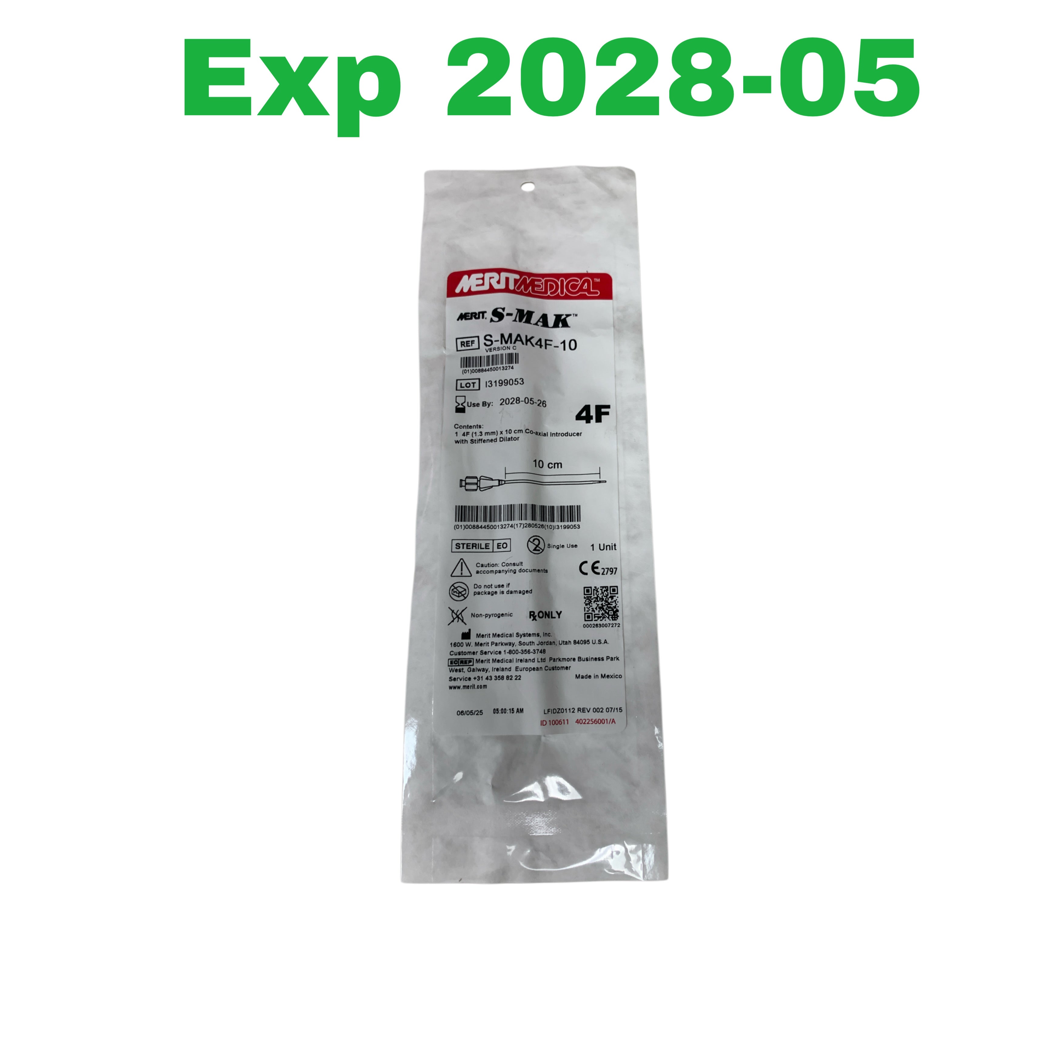 MERIT MEDICAL S-MAK4F-10 S-MAK 4F 10 cm Co-axial Introducer with Stiffened Dilator Exp 2028 05