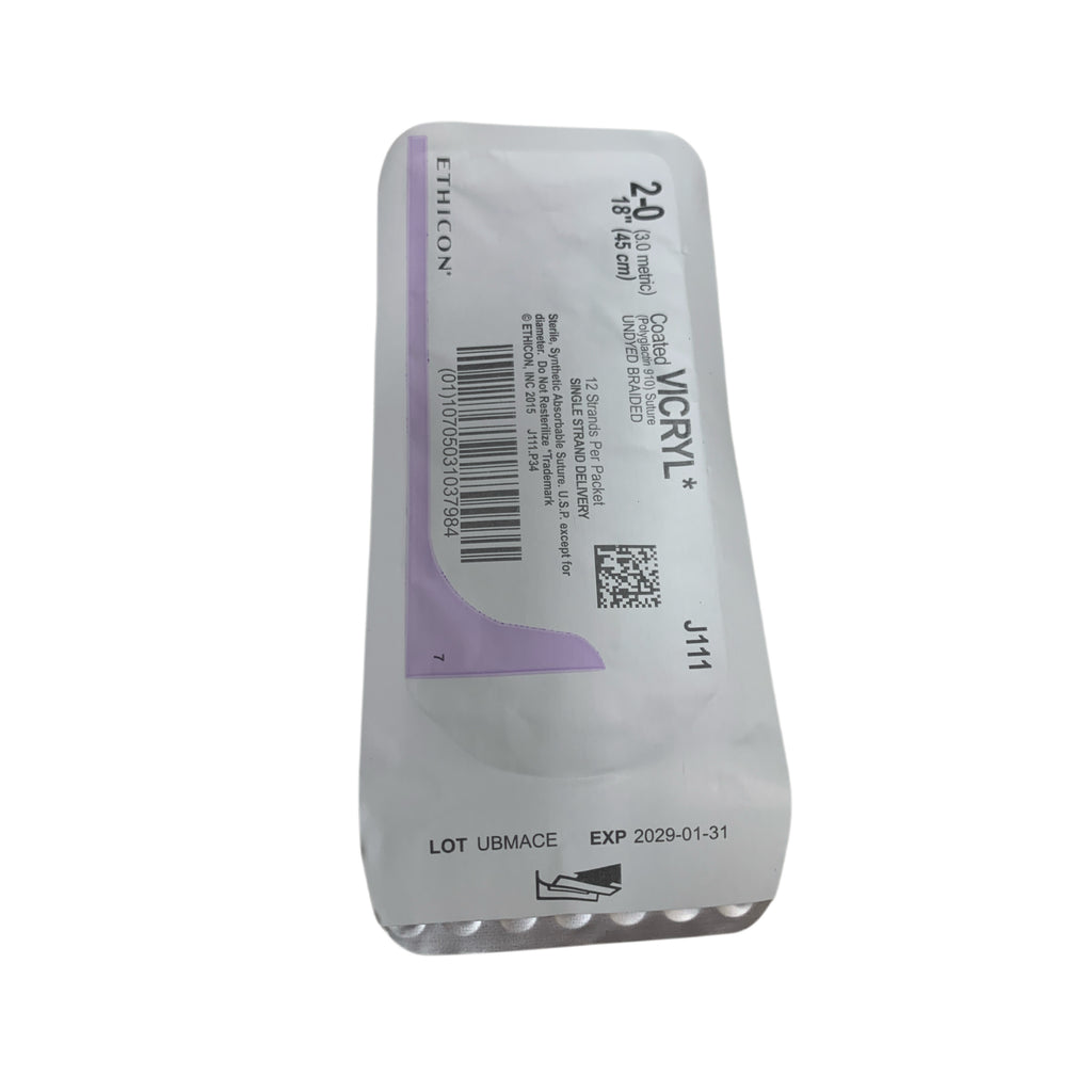 ETHICON J111 COATED VICRYL 2-0 18IN 45CM UNDYED BRAIDED SUTURE EXP 2029 01