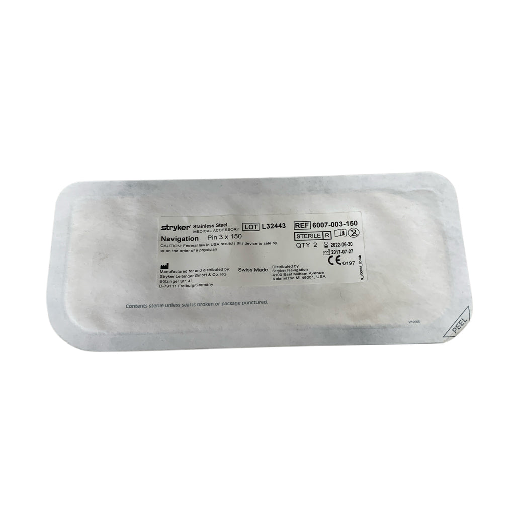 STRYKER REF 6007-003-150 Stainless Steel Navigation Pin 3 x 150 Pack of 2 Exp 202206