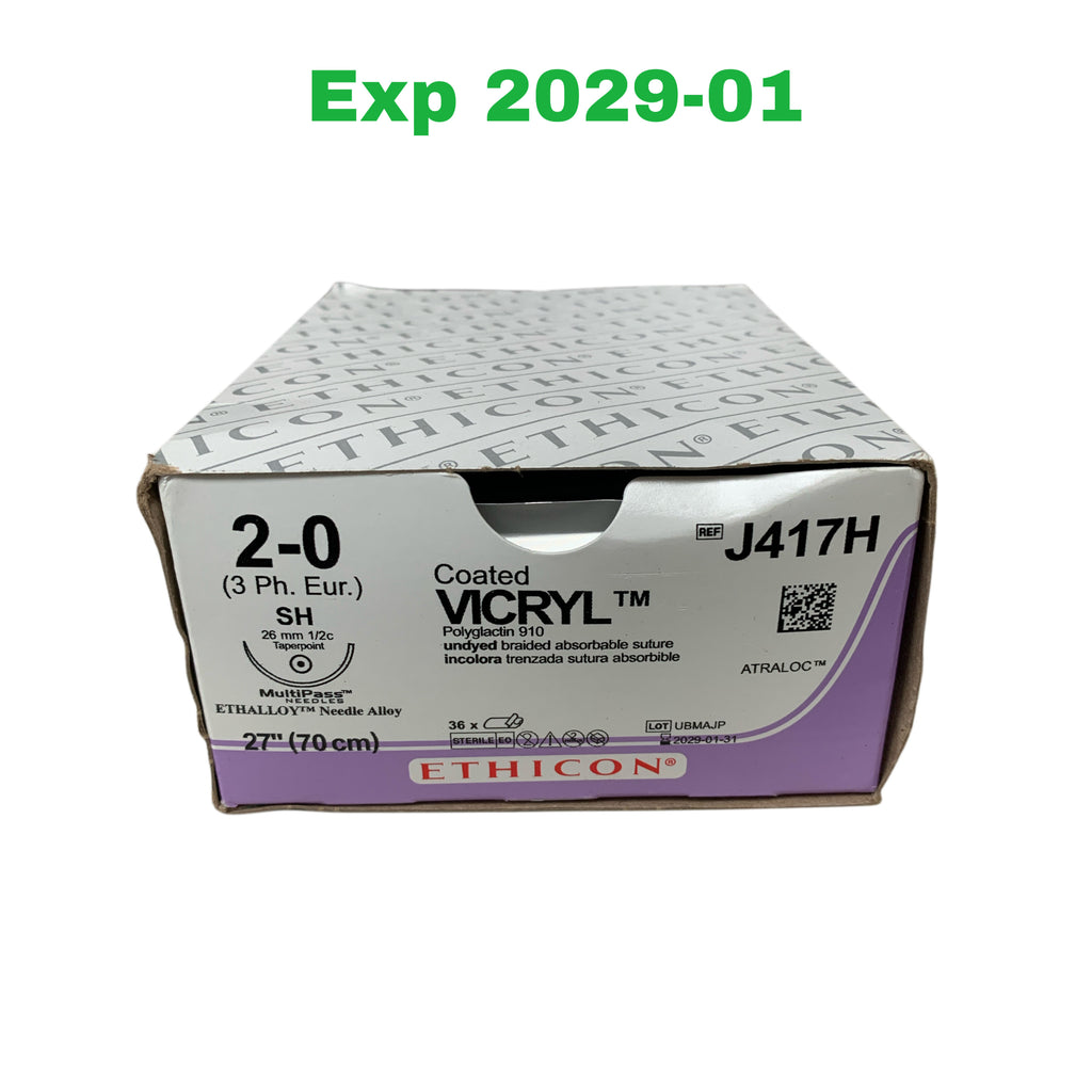 ETHICON REF J417H Coated VICRYL Suture 2-0 SH 27" (70 cm) Box of 36, Exp.2029/01