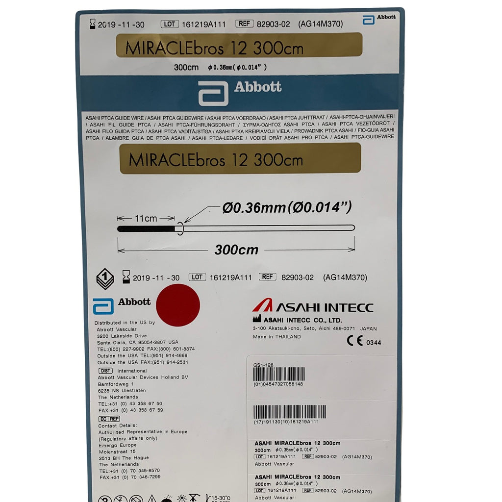 ABBOTT Asahi 82903-02 Miraclebros 12 PTCA Guidewire 0.36mm 0.014in 300cm Exp 2019 11