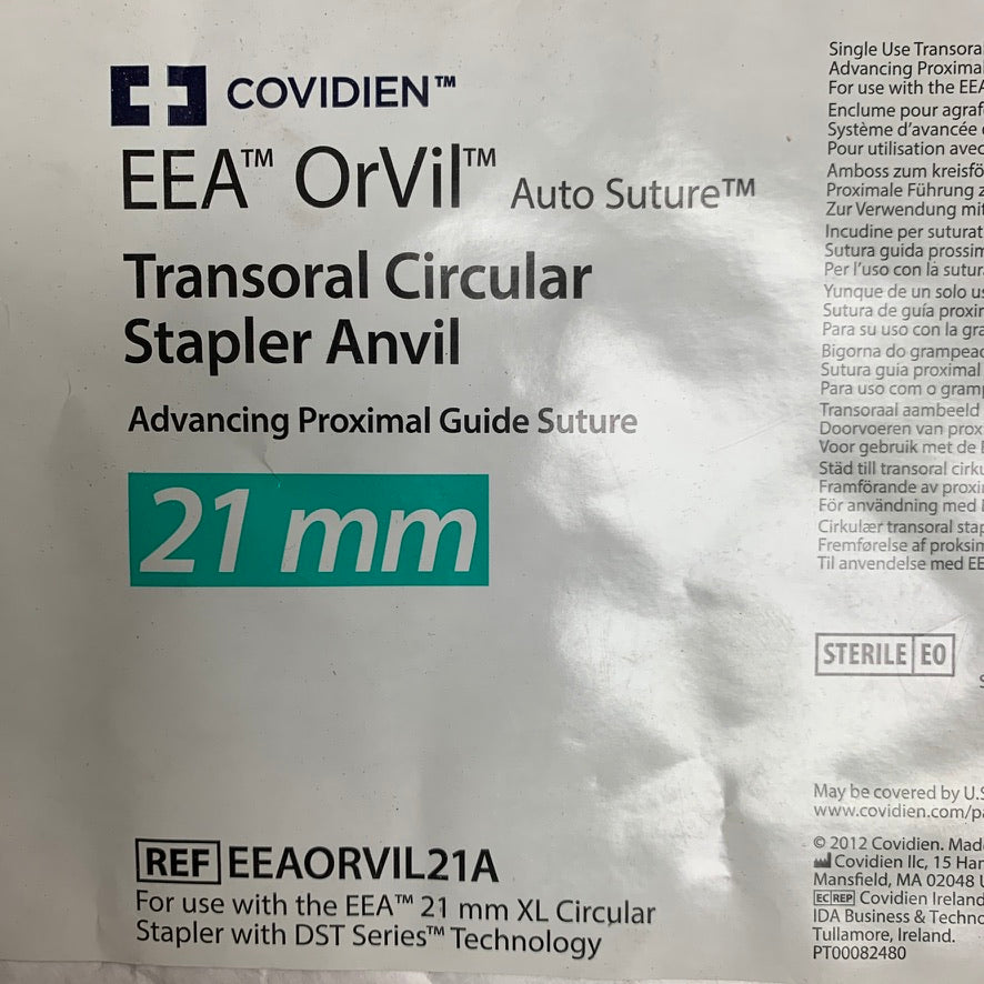 COVIDIEN EEAORVIL21A EEA OrVil Auto Suture Transoral Circular Stapler Anvil 21mm EXP 2023 01