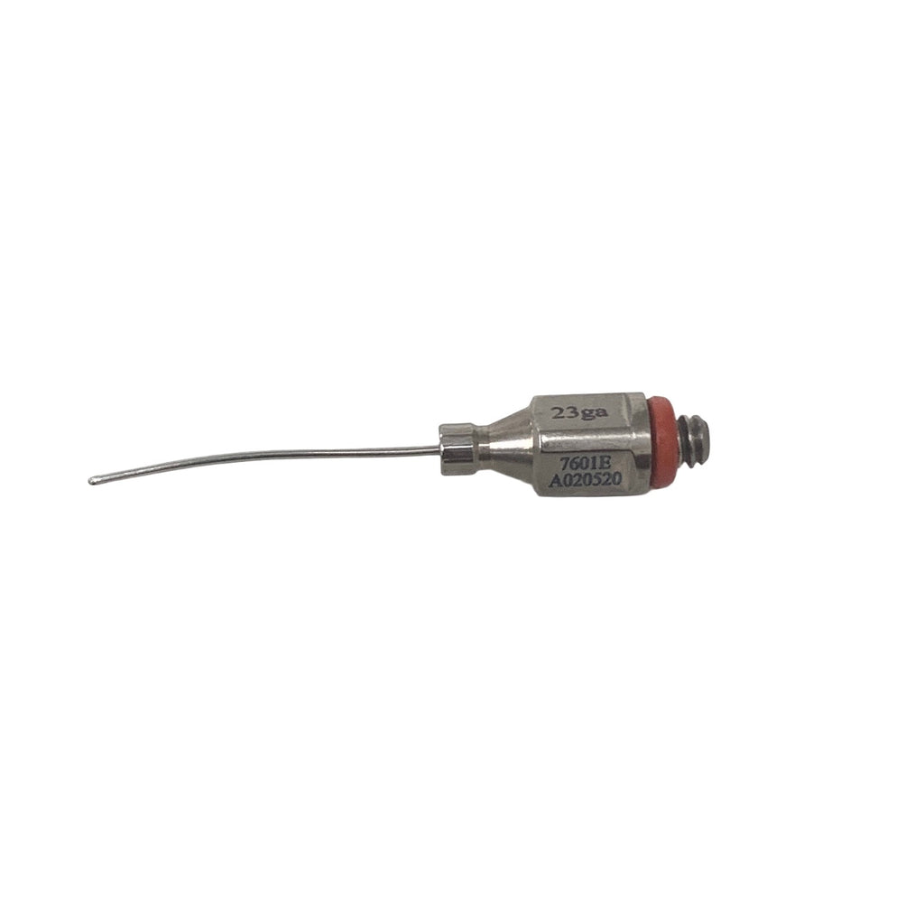 AMBLER REF 7601E Bimanual irrigation tip 23 gauge, curved shaft, dual 0.3mm irrigation ports