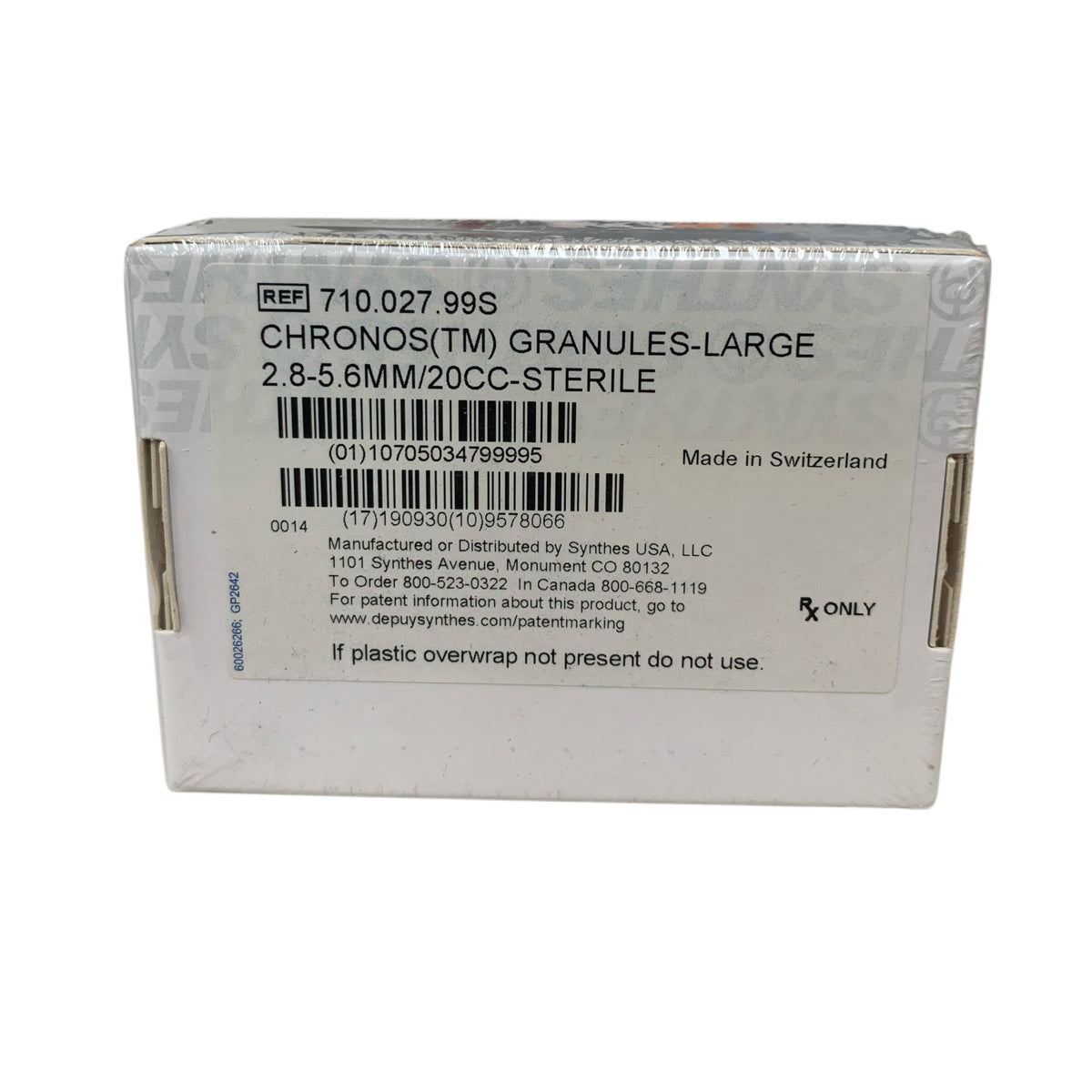 SYNTHES 710.027.99S Chronos Granules Large 2.8-5.6 mm 20 CC Exp 2019 09