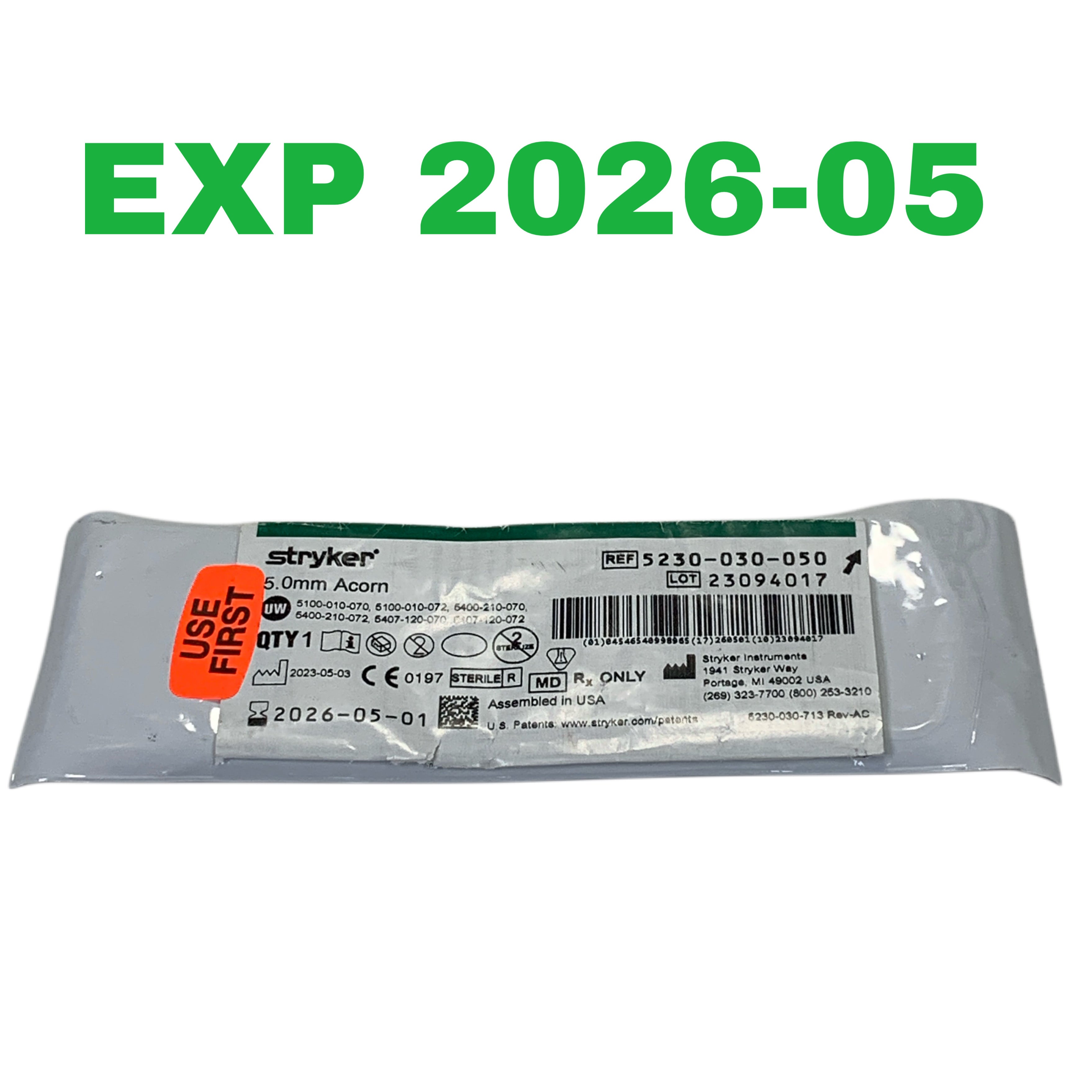 STRYKER REF 5230-030-050 5.0mm Acorn, EXP.2026/05