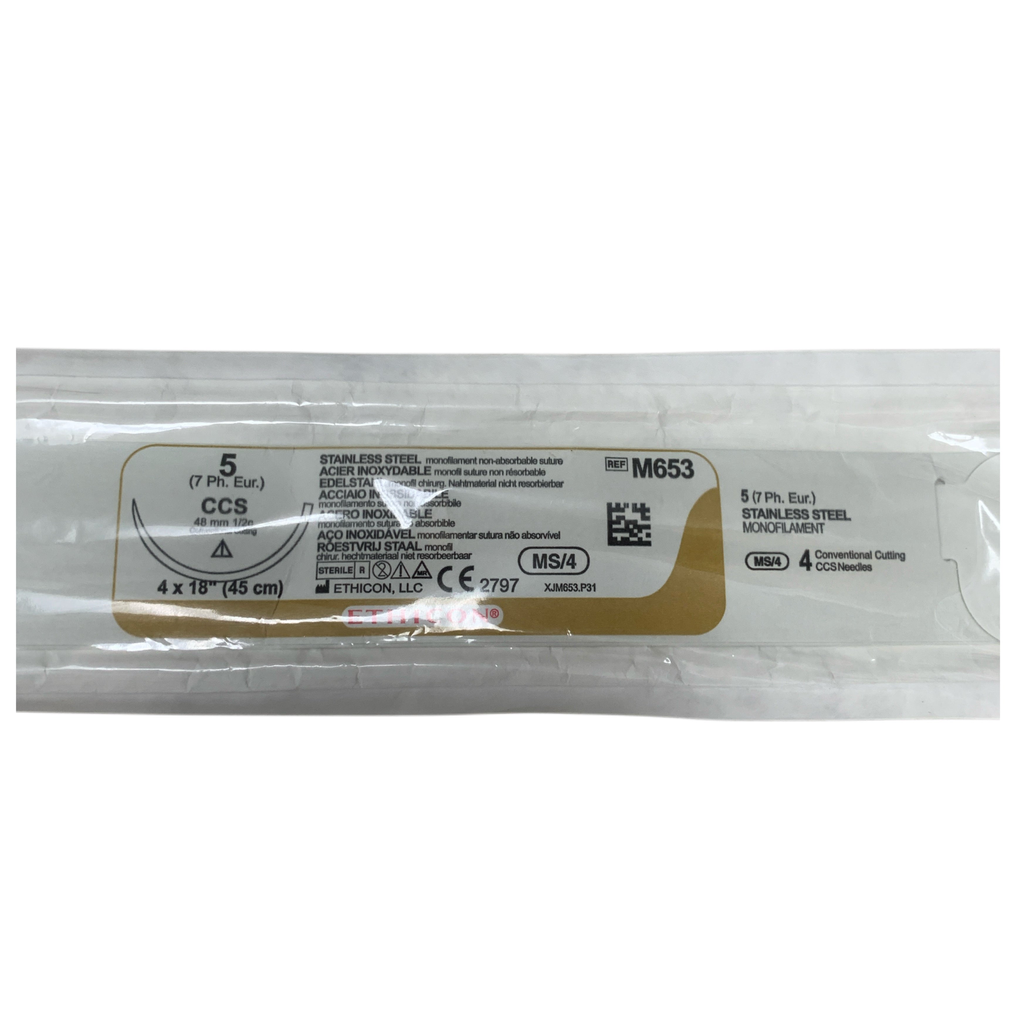 ETHICON M653 Stainless Steel Monofilament Non Absorbable Suture Size 5 Exp 2026 04