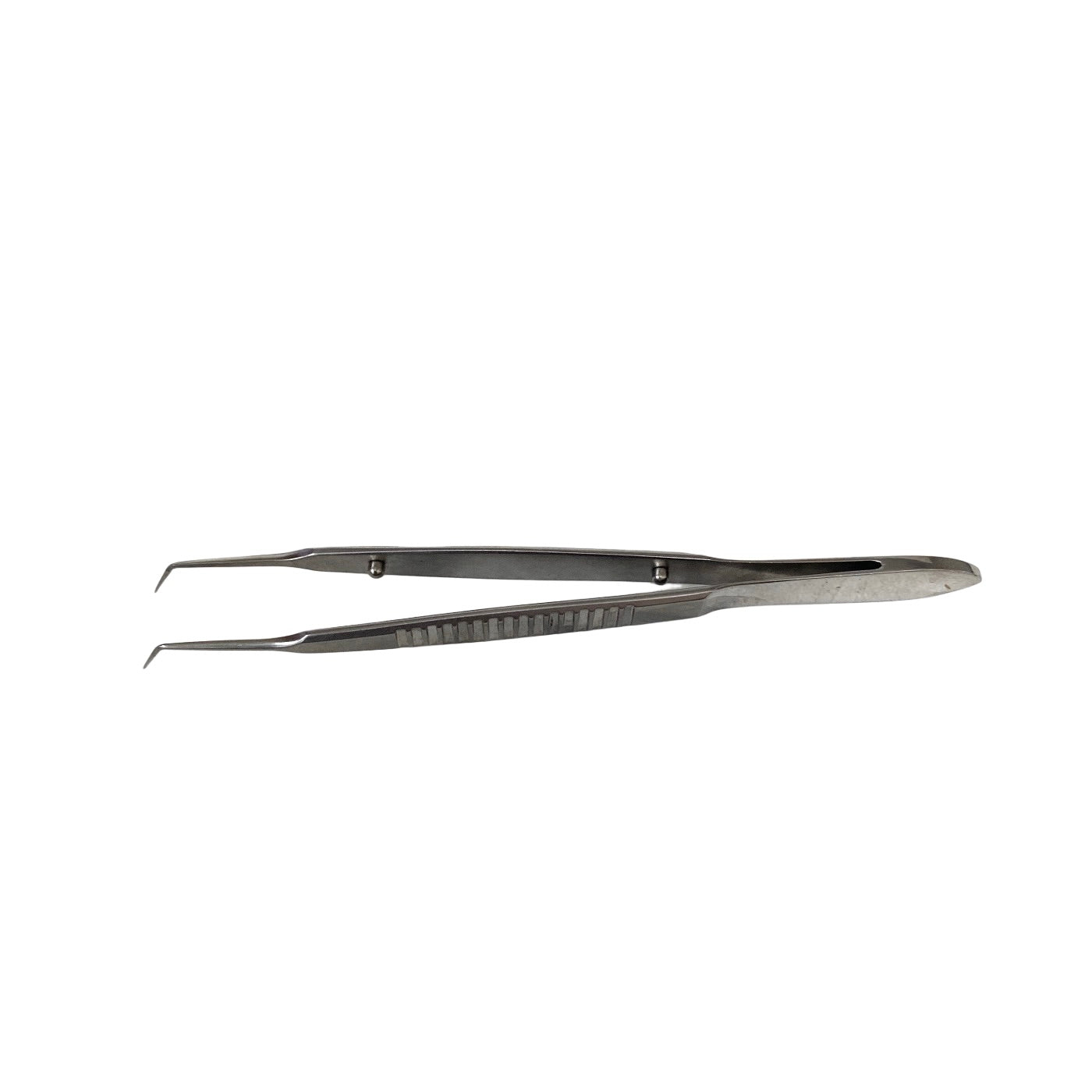 AMBLER REF 2445E McPherson tying forceps 3 3/8'',angled shafts, 4.0mm from bend to tip, 4.0mm tying platforms, narrow serrated flat handle