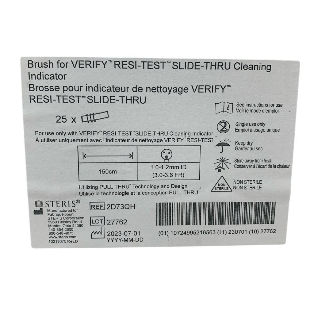 STERIS 2D73QH Brush for VERIFY RESI-TEST SLIDE-THRU Cleaning Indicator 150cm 1.0-1.2mm ID (3.0-3.6 FR) Pack of 25 EXP 2023 07